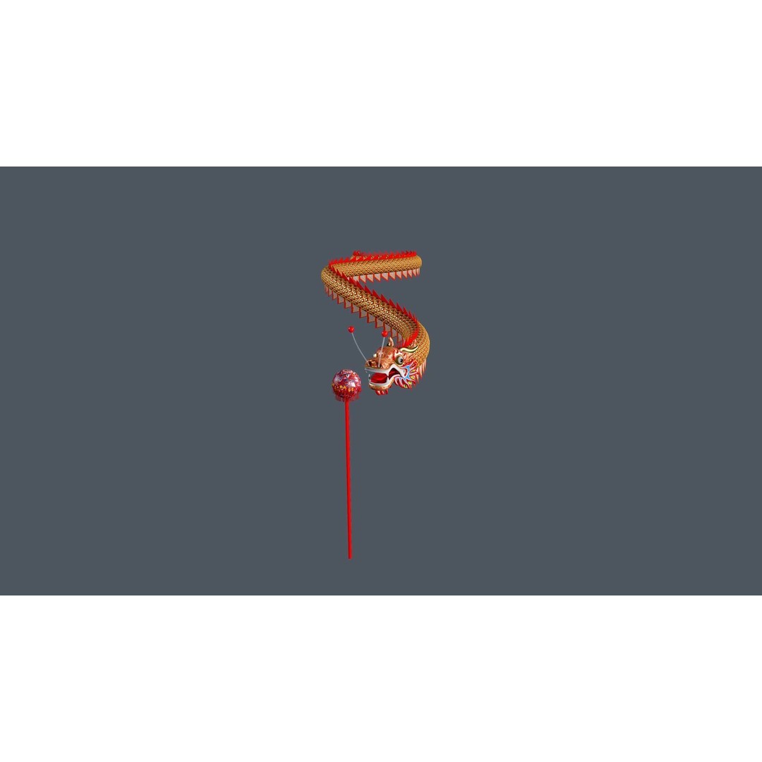 Chinese Dragon 3D Model – Low Poly Animated Rigged Asset, FBX - View 11