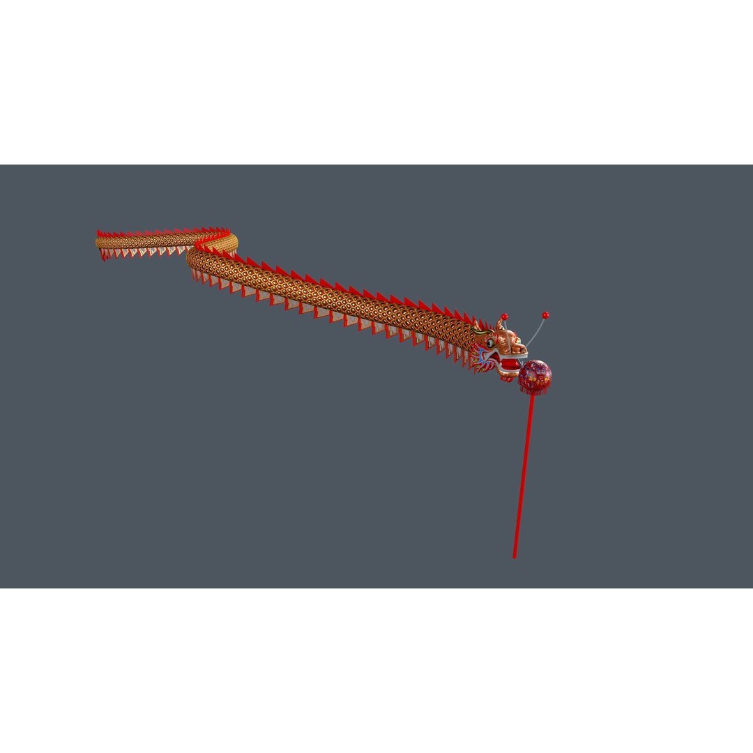 Chinese Dragon 3D Model – Low Poly Animated Rigged Asset, FBX - View 12