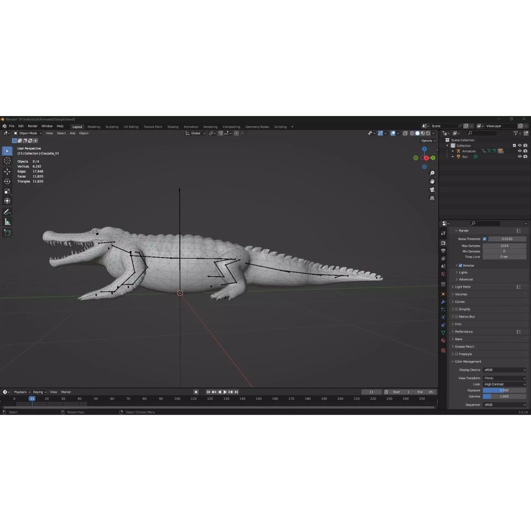 Crocodile 3D Model – Rigged Animation Asset, FBX, PBR Textures - View 21
