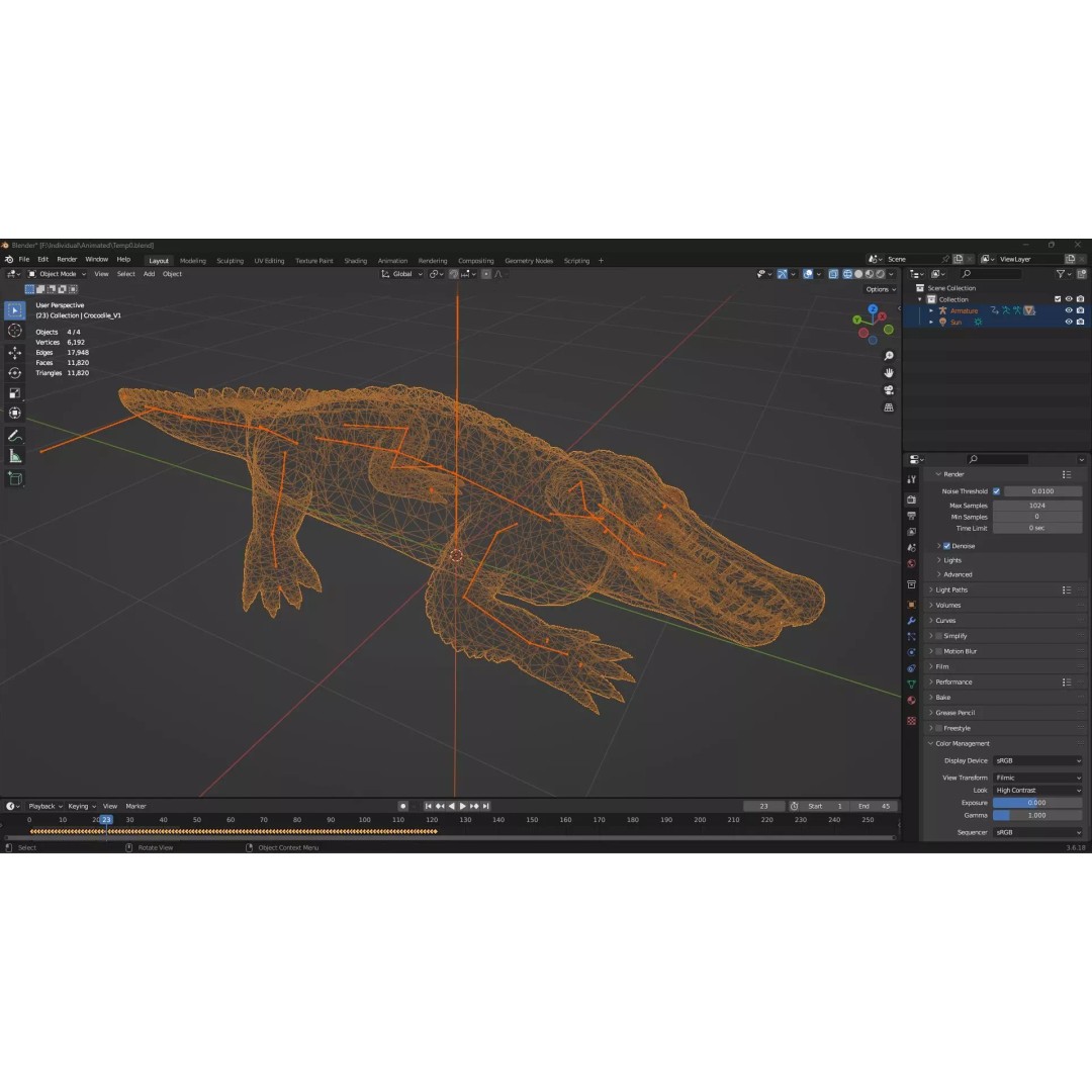Crocodile 3D Model – Rigged Animation Asset, FBX, PBR Textures - View 22