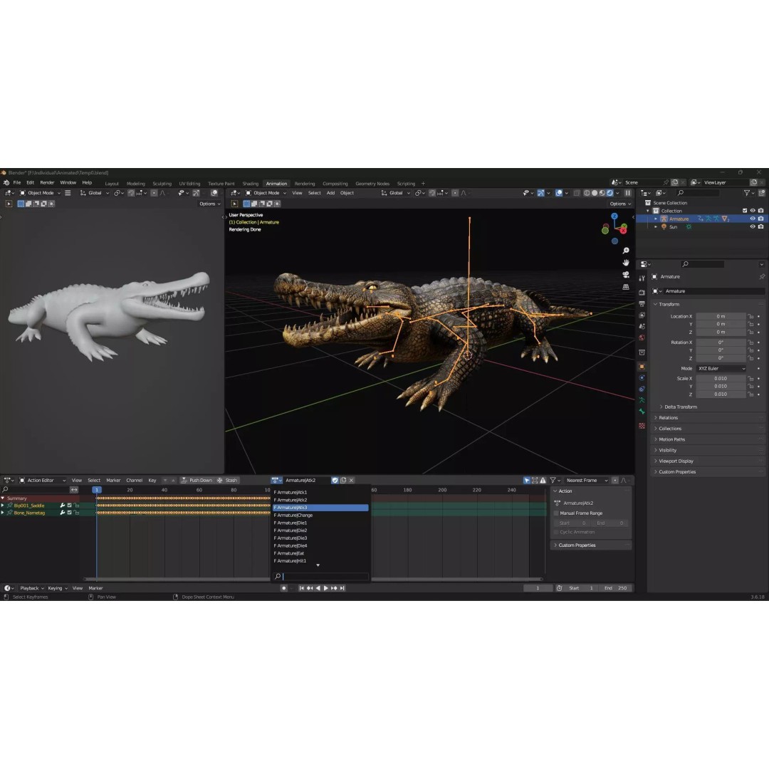 Crocodile 3D Model – Rigged Animation Asset, FBX, PBR Textures - View 23