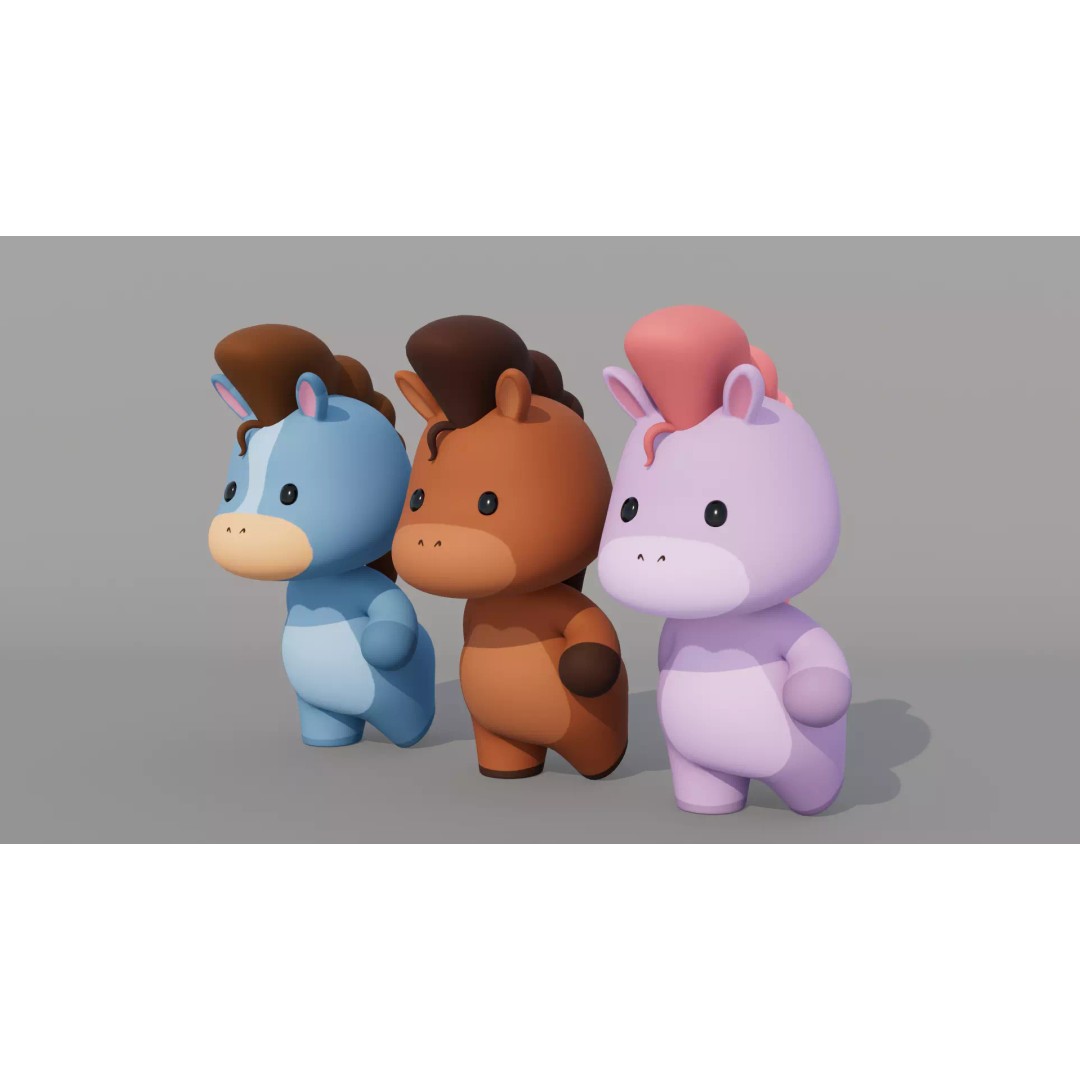 Cartoon Horse 3D Model – Rigged Low-Poly Game Asset, FBX, OBJ - View 2