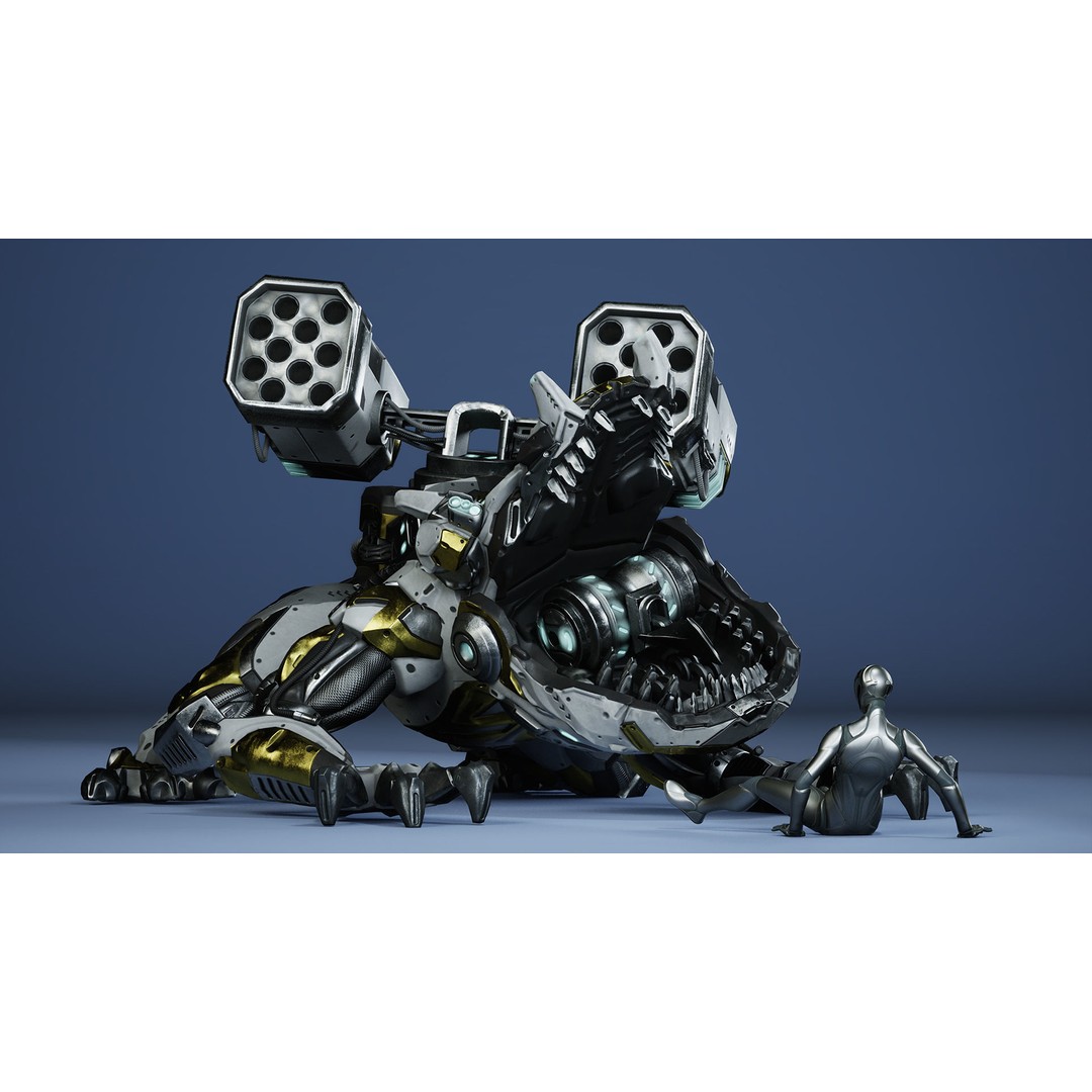 Sci-Fi Frog 3D Model – Low Poly Character with Animations, FBX - View 16