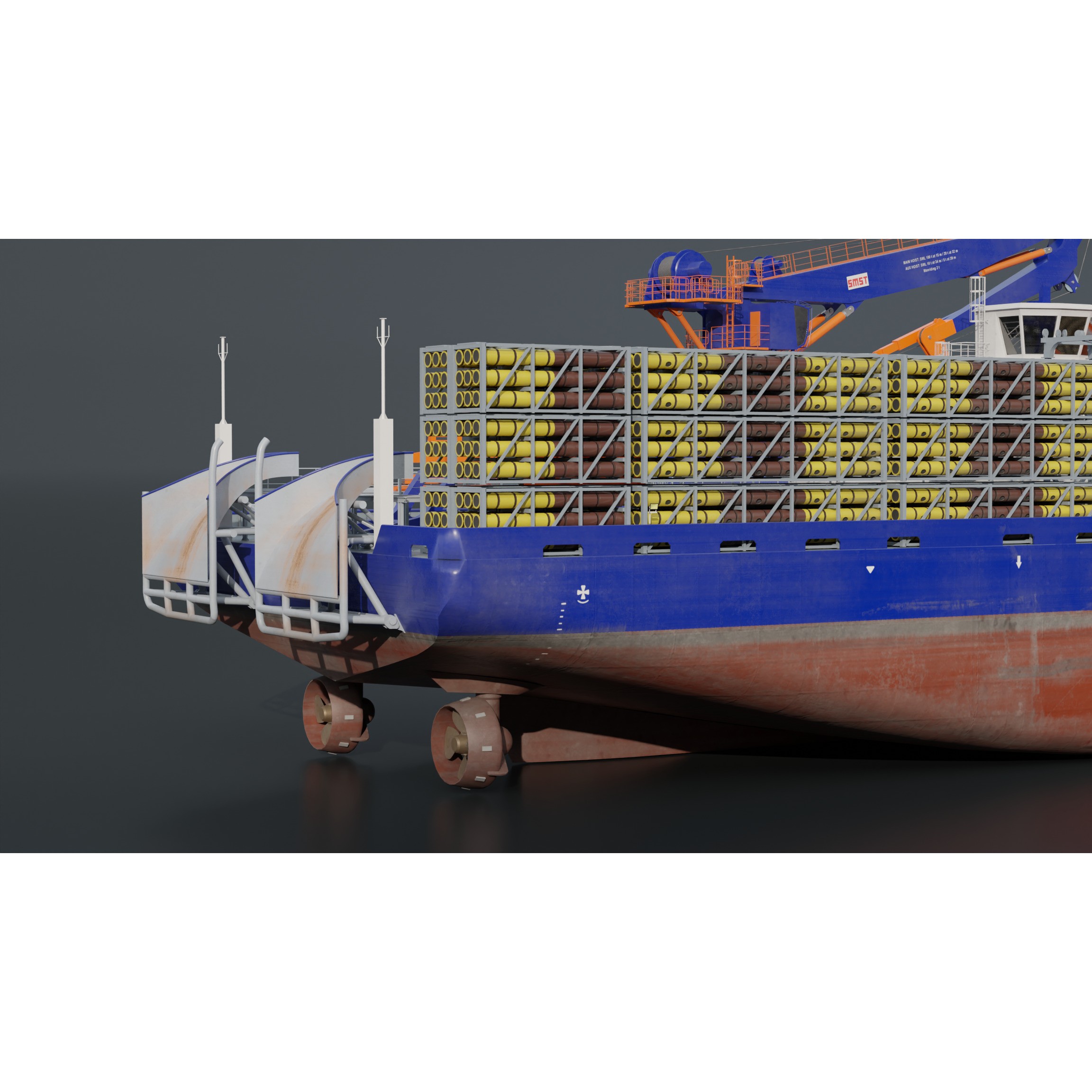 Cable Laying Vessel - Game-Ready 3D Model - View 11