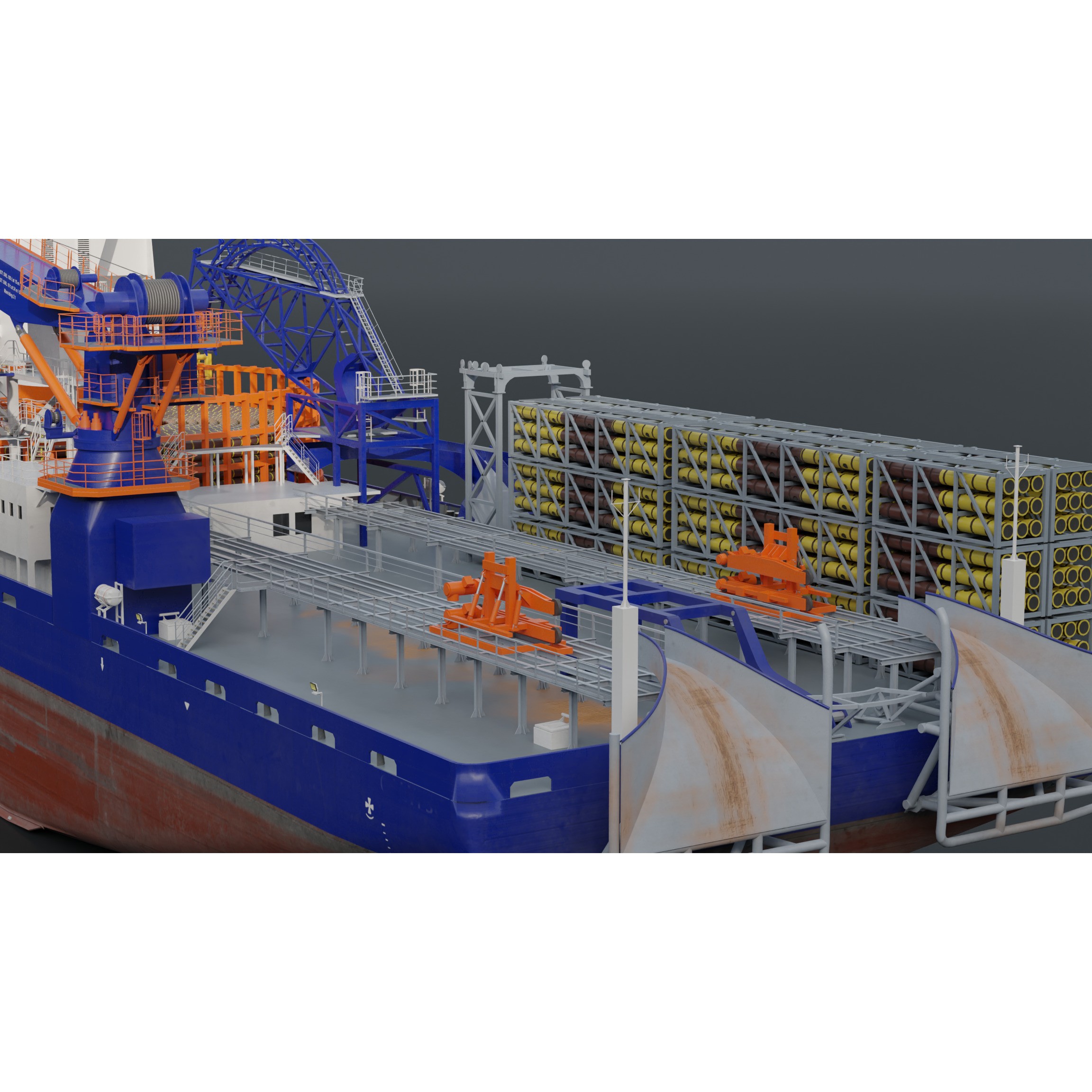 Cable Laying Vessel - Game-Ready 3D Model - View 12