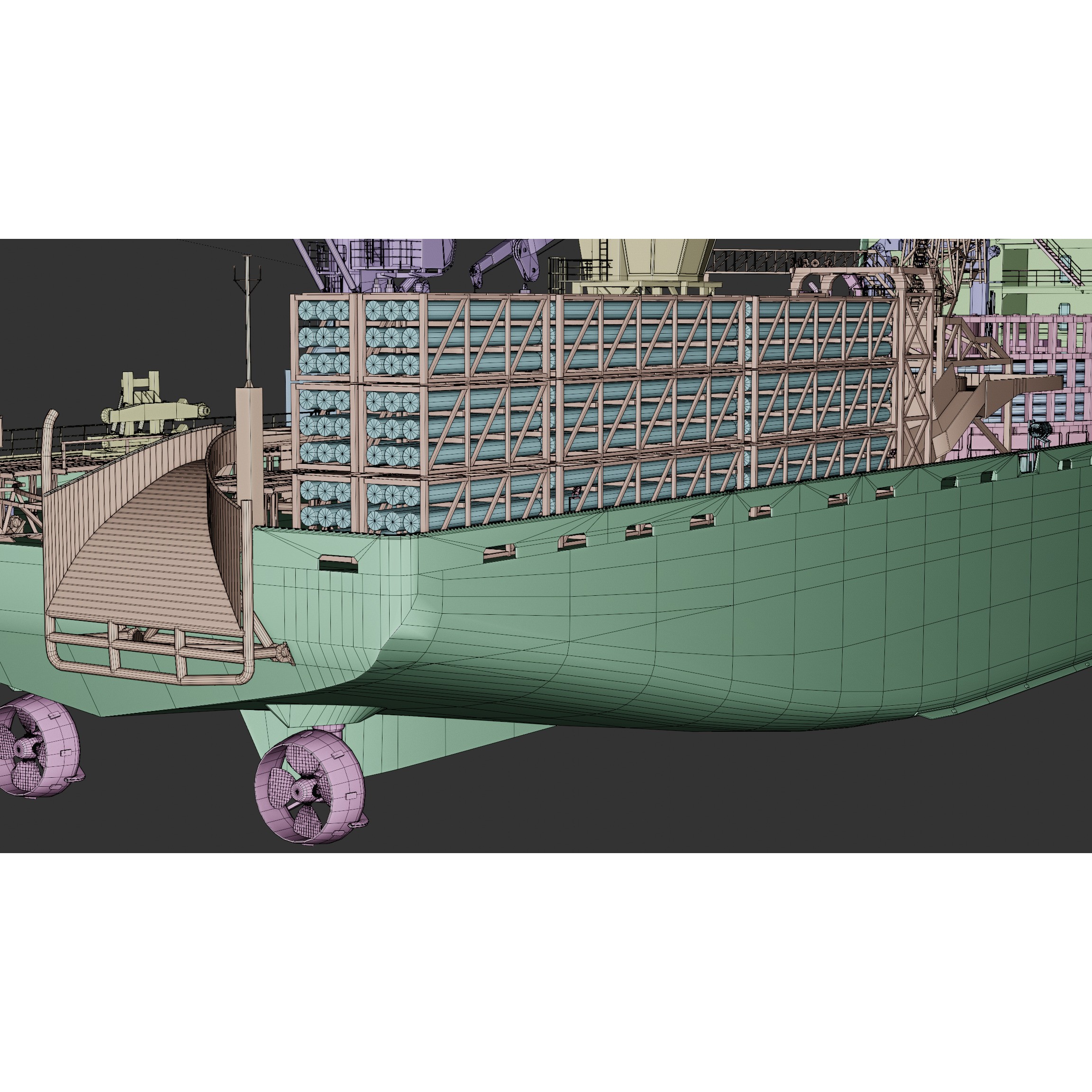 Cable Laying Vessel - Game-Ready 3D Model - View 18