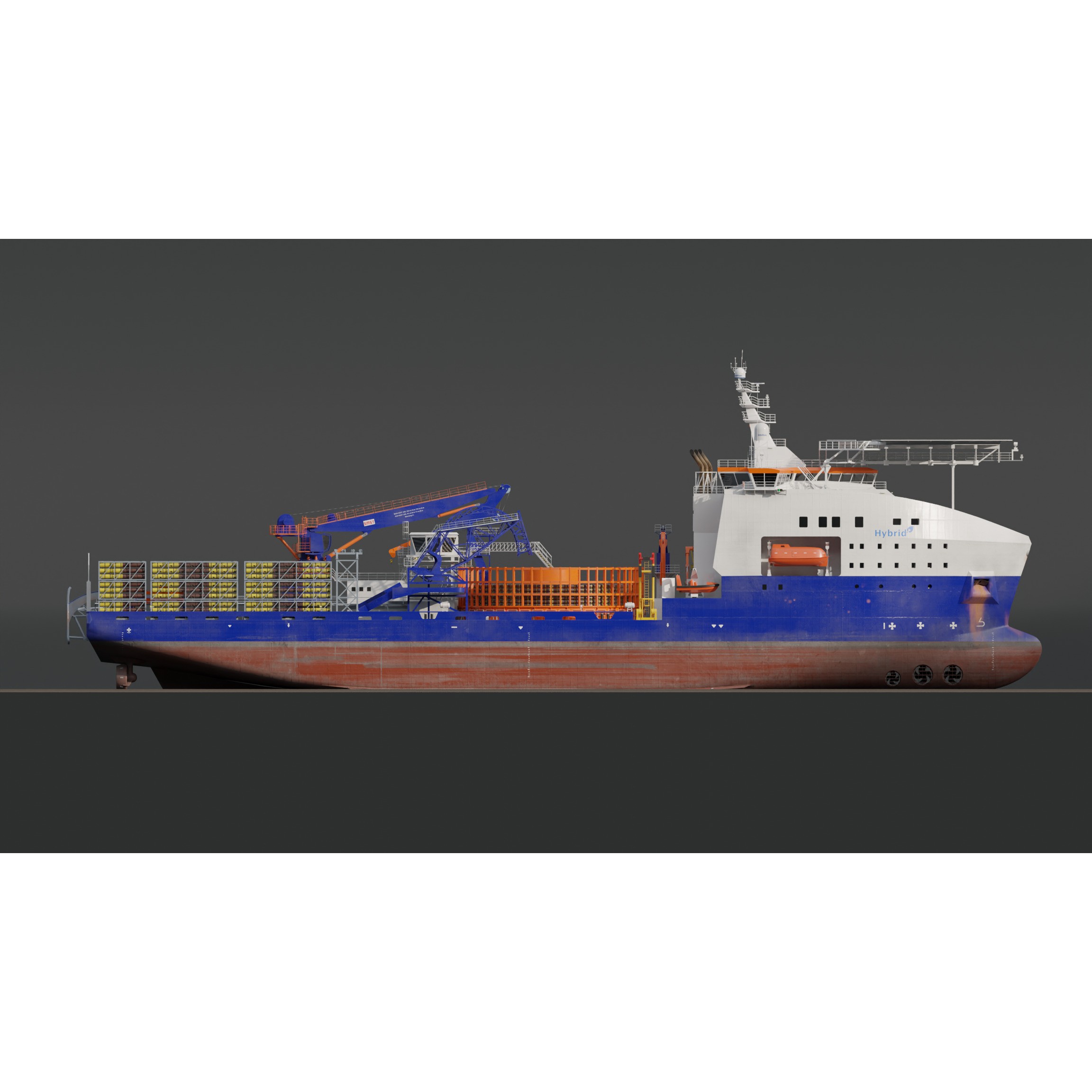 Cable Laying Vessel - Game-Ready 3D Model - View 4