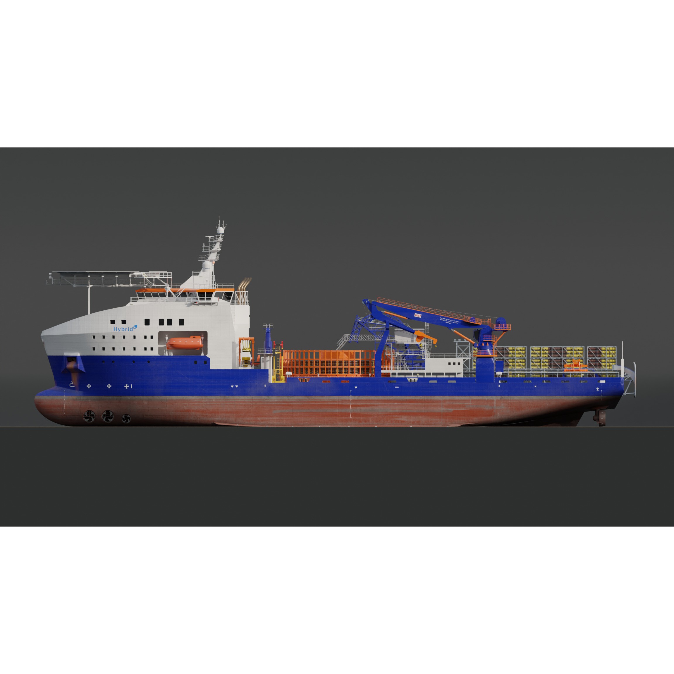 Cable Laying Vessel - Game-Ready 3D Model - View 6