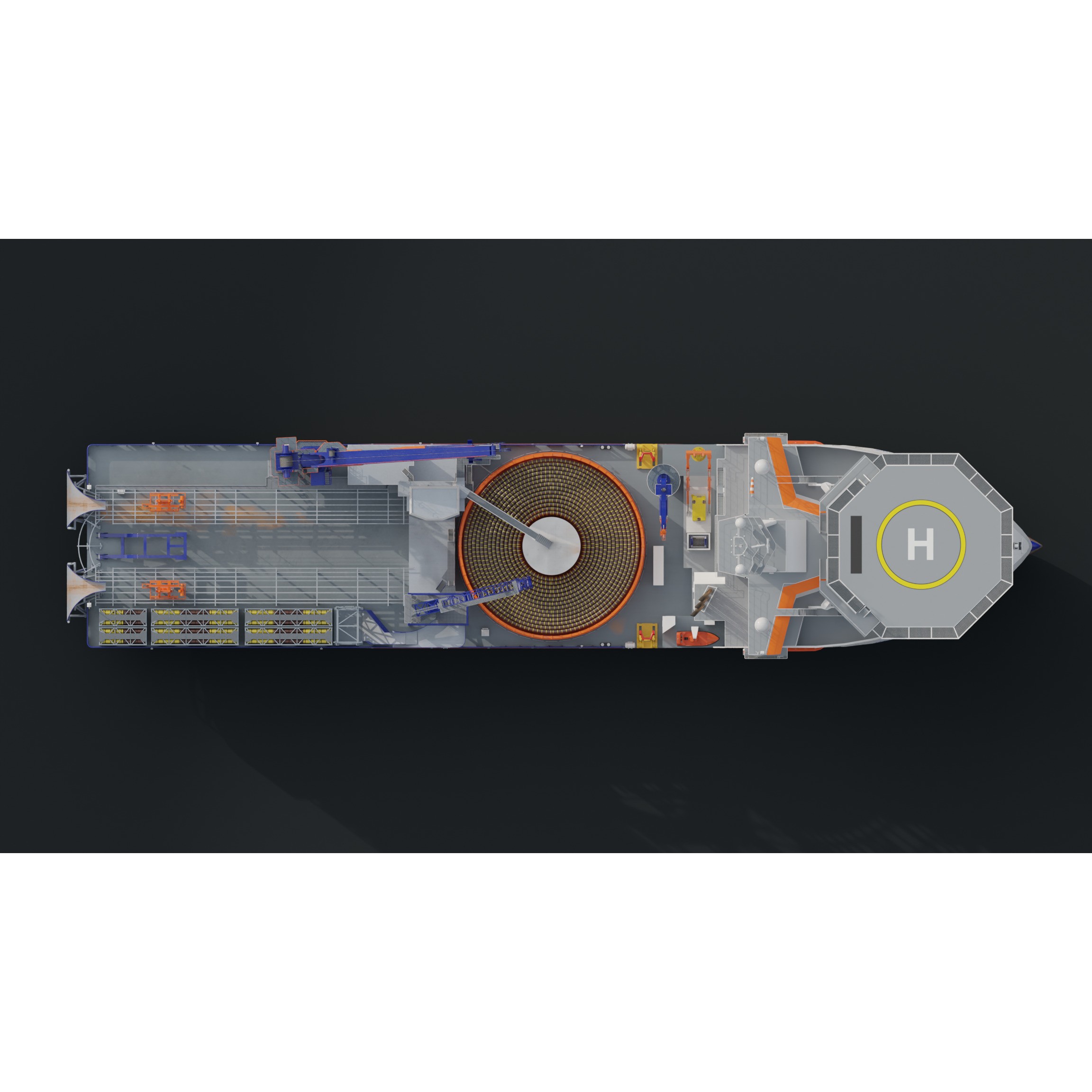 Cable Laying Vessel - Game-Ready 3D Model - View 7