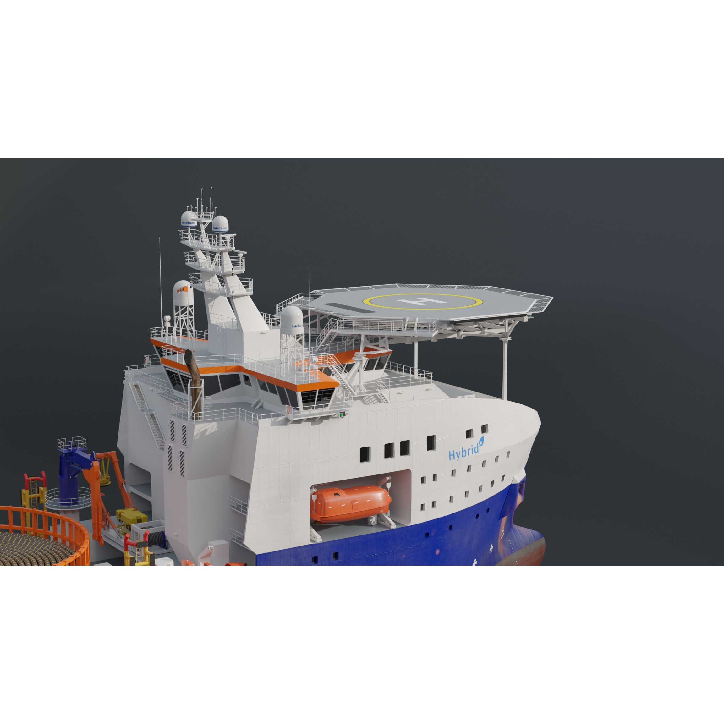 Cable Laying Vessel - Game-Ready 3D Model - View 9