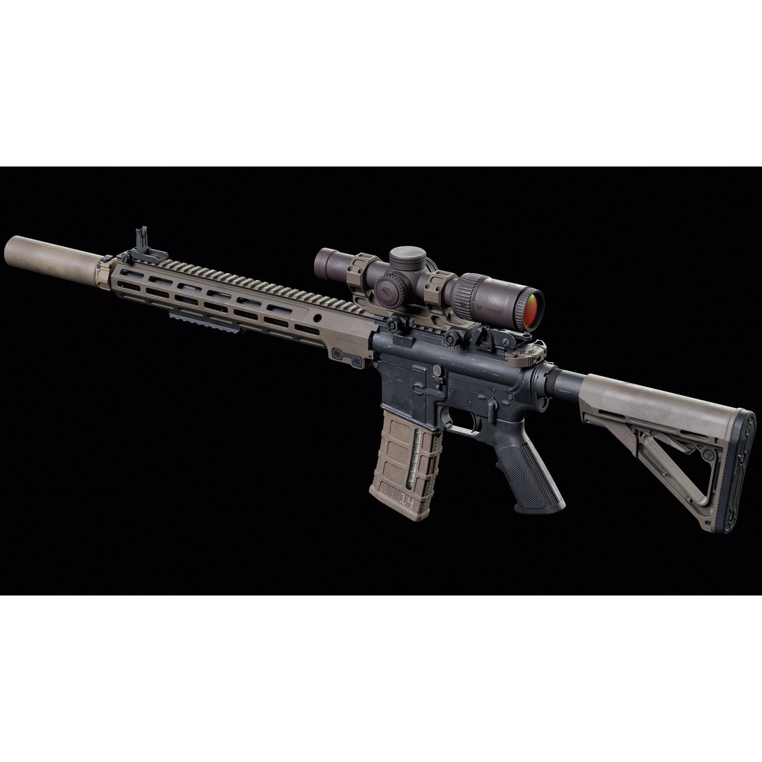 M4 URGI 3D Model – Low Poly Game-Ready Rifle, FBX, PBR Textures