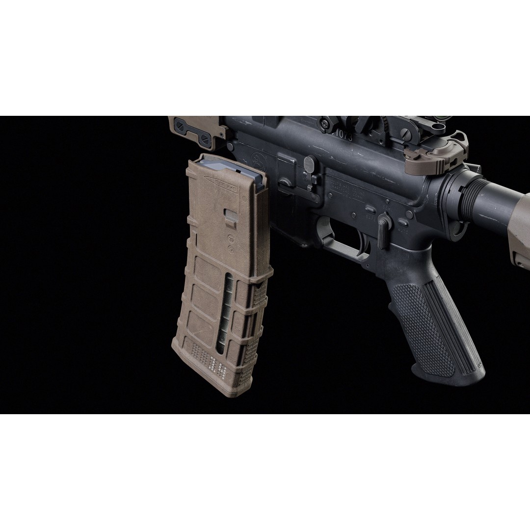 M4 URGI 3D Model – Low Poly Game-Ready Rifle, FBX, PBR Textures - View 17