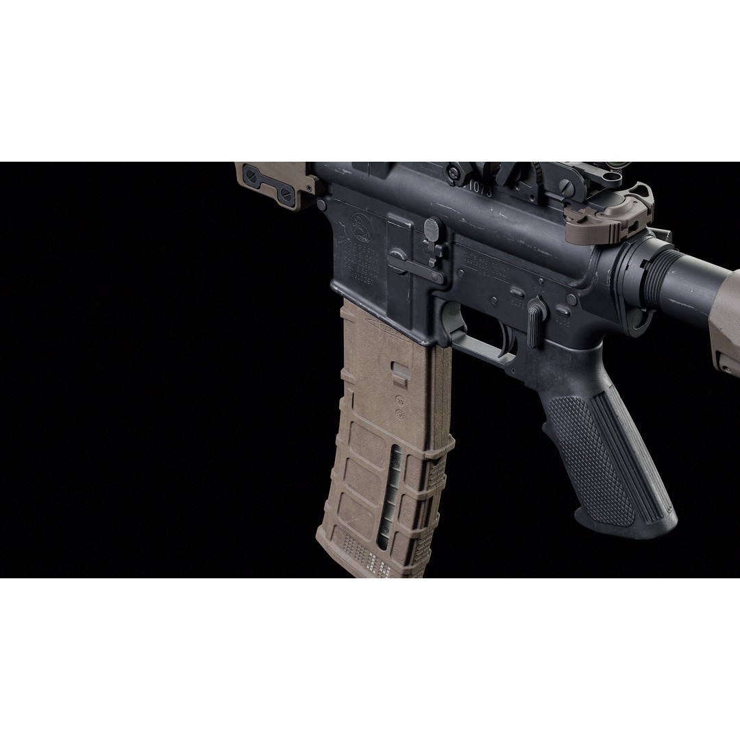 M4 URGI 3D Model – Low Poly Game-Ready Rifle, FBX, PBR Textures - View 18