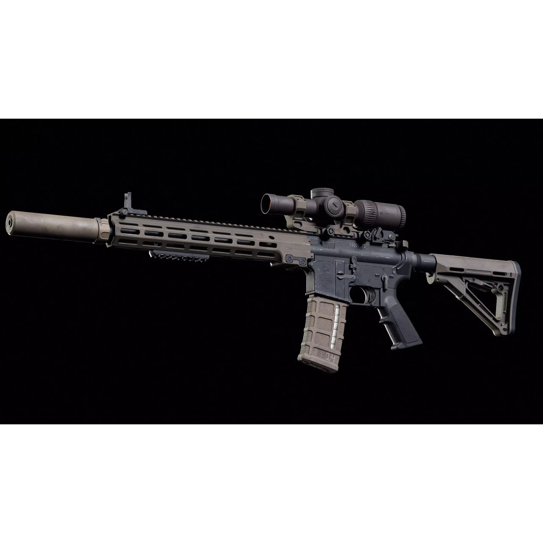 M4 URGI 3D Model – Low Poly Game-Ready Rifle, FBX, PBR Textures - View 2