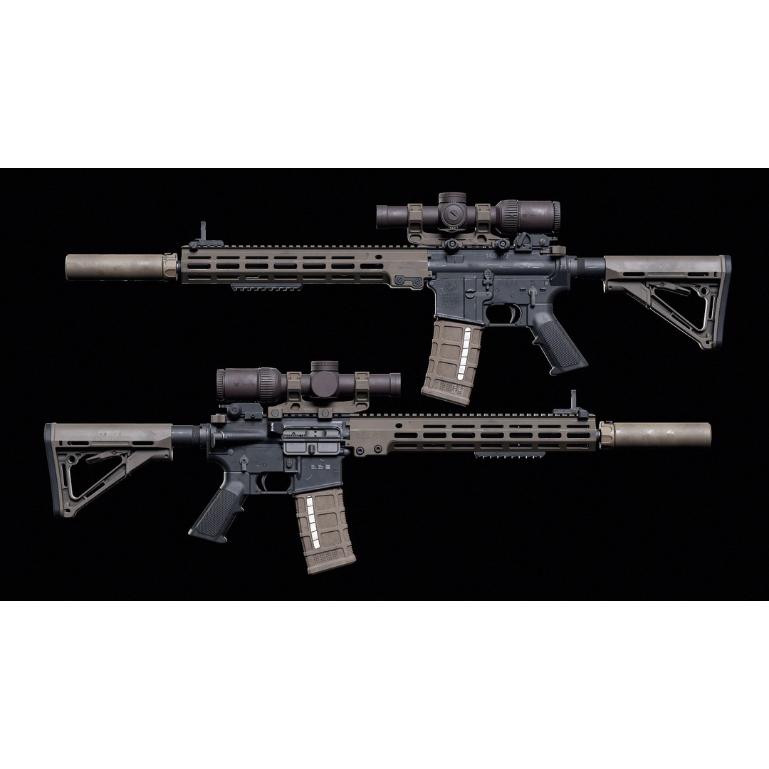 M4 URGI 3D Model – Low Poly Game-Ready Rifle, FBX, PBR Textures - View 4