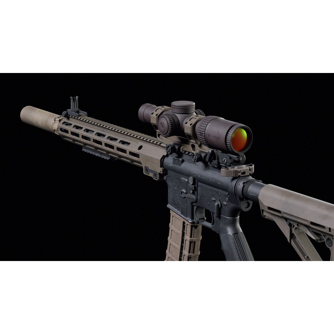 M4 URGI 3D Model – Low Poly Game-Ready Rifle, FBX, PBR Textures - View 5