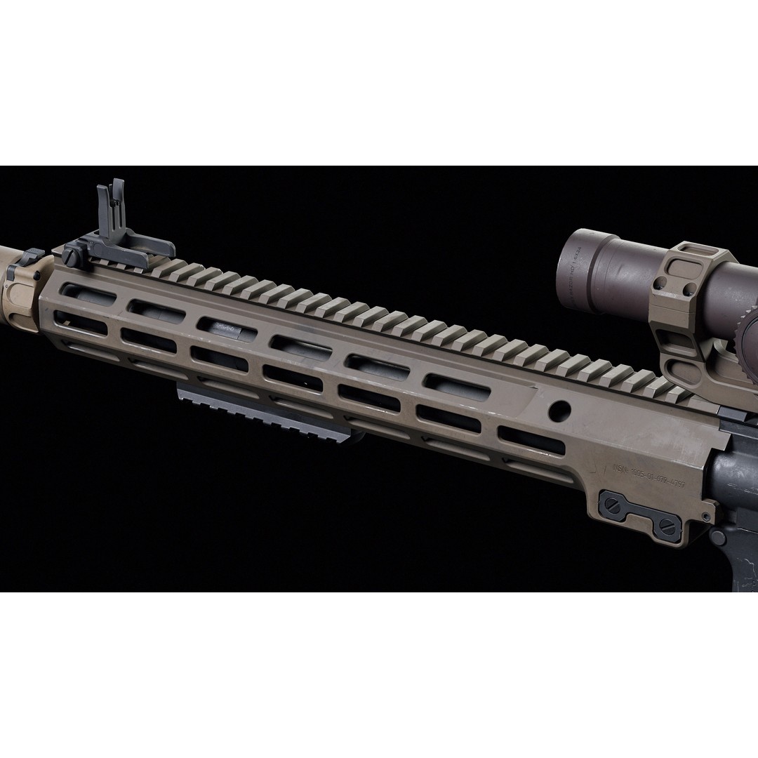 M4 URGI 3D Model – Low Poly Game-Ready Rifle, FBX, PBR Textures - View 6