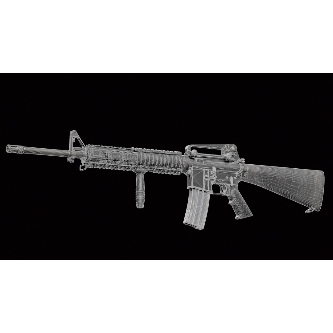 M16A4 3D Model – Low Poly Game-Ready Military Rifle, FBX