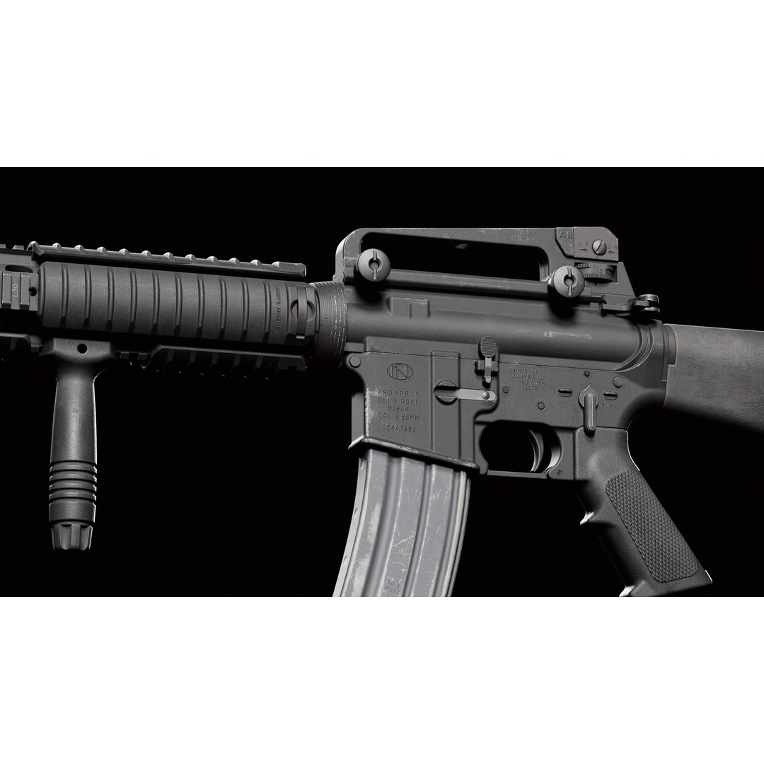 M16A4 3D Model – Low Poly Game-Ready Military Rifle, FBX - View 12