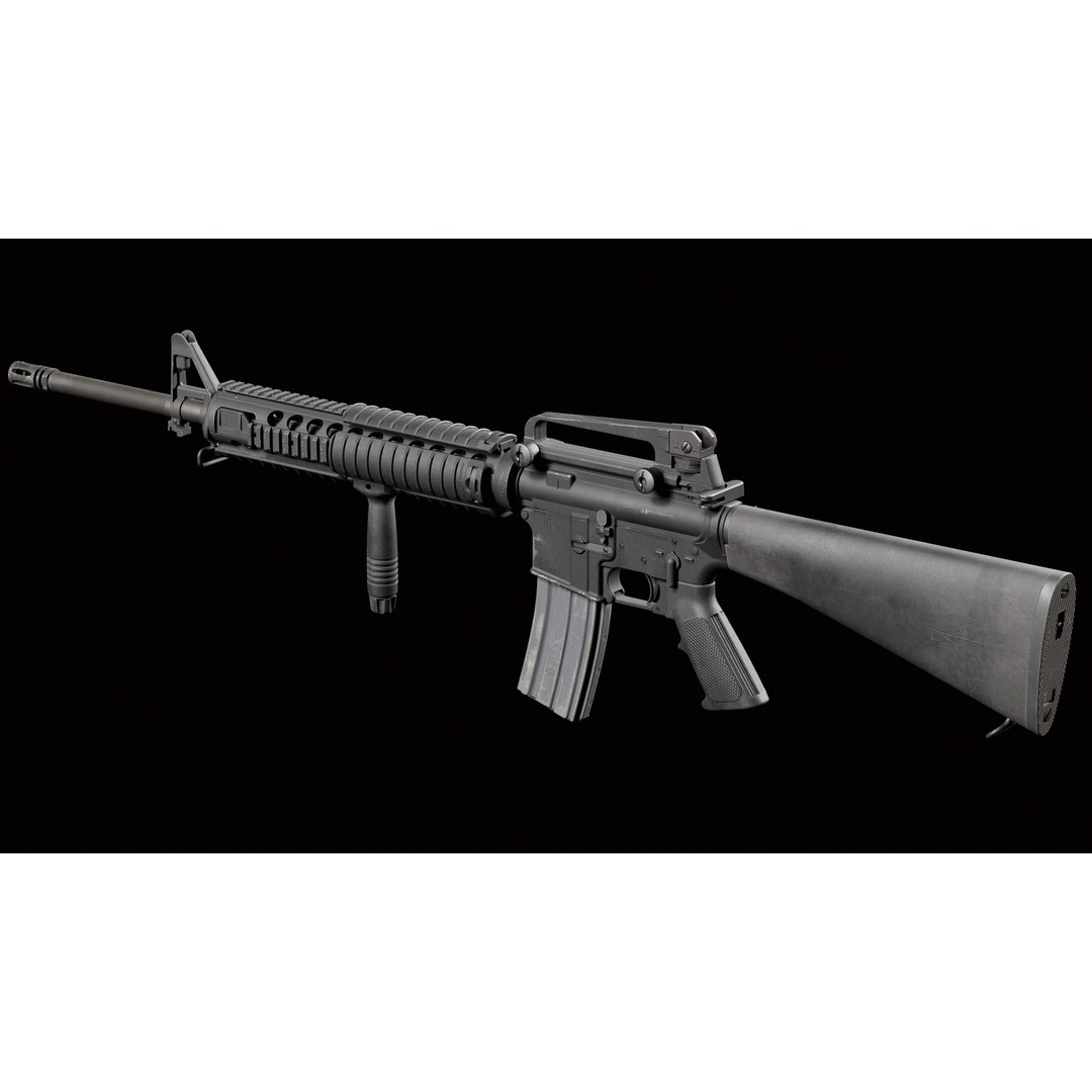 M16A4 3D Model – Low Poly Game-Ready Military Rifle, FBX - View 3