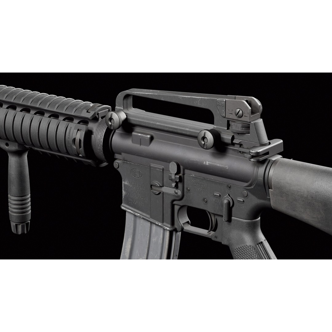 M16A4 3D Model – Low Poly Game-Ready Military Rifle, FBX - View 4