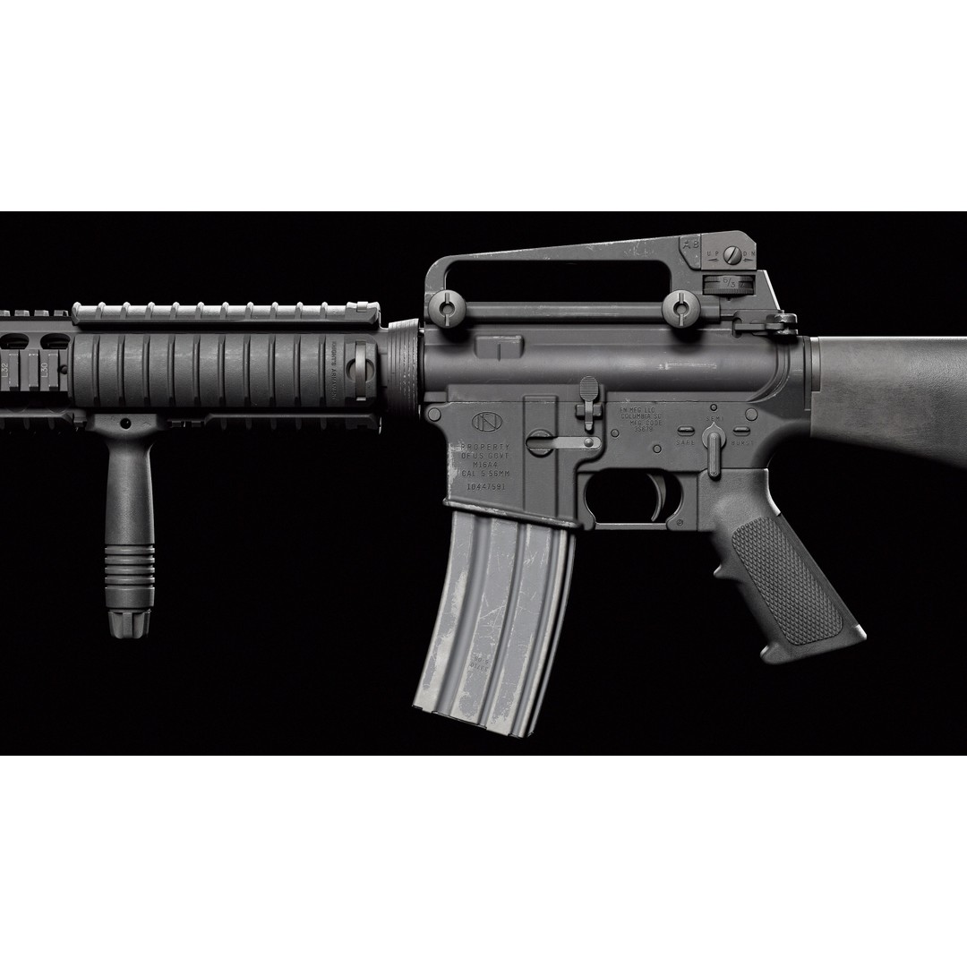 M16A4 3D Model – Low Poly Game-Ready Military Rifle, FBX - View 7