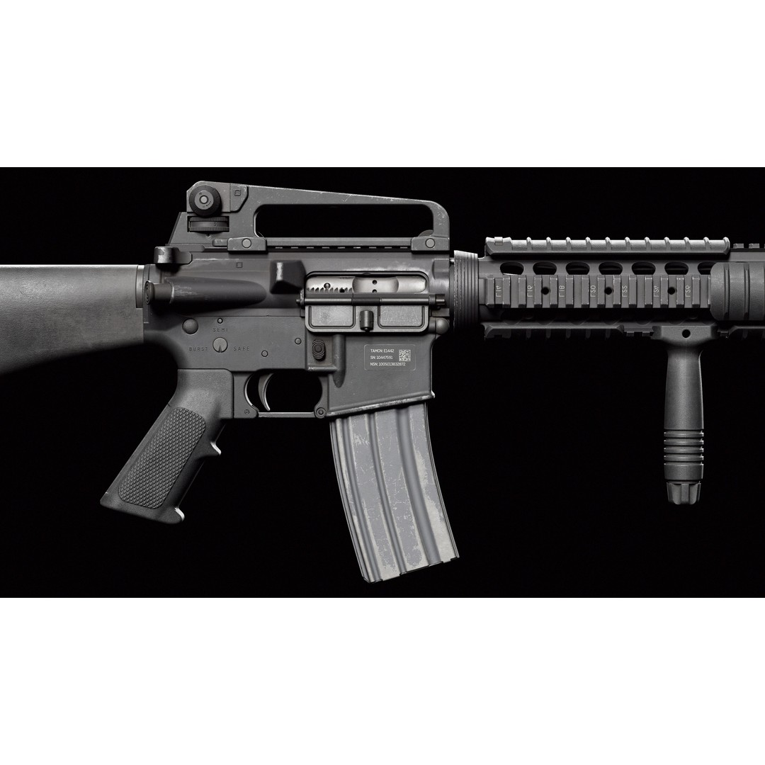 M16A4 3D Model – Low Poly Game-Ready Military Rifle, FBX - View 8
