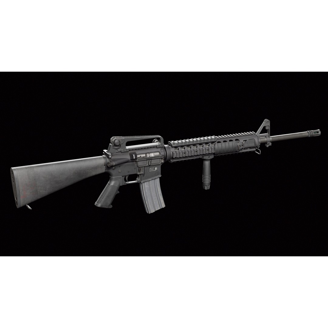 M16A4 3D Model – Low Poly Game-Ready Military Rifle, FBX - View 9