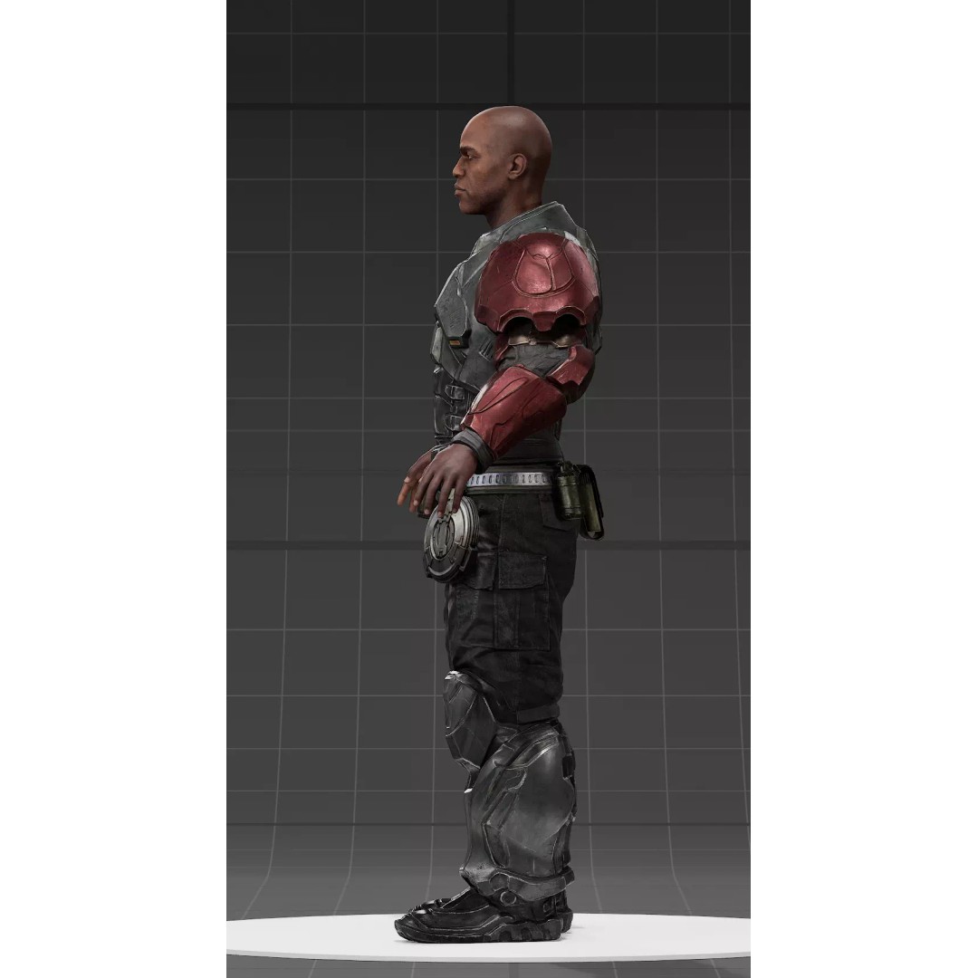 Sci-Fi Combat Armor 3D Model – Battle-Worn Tactical Outfit, FBX - View 11