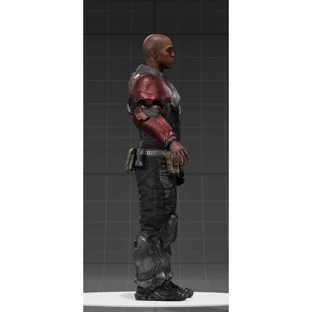 Sci-Fi Combat Armor 3D Model – Battle-Worn Tactical Outfit, FBX - View 14