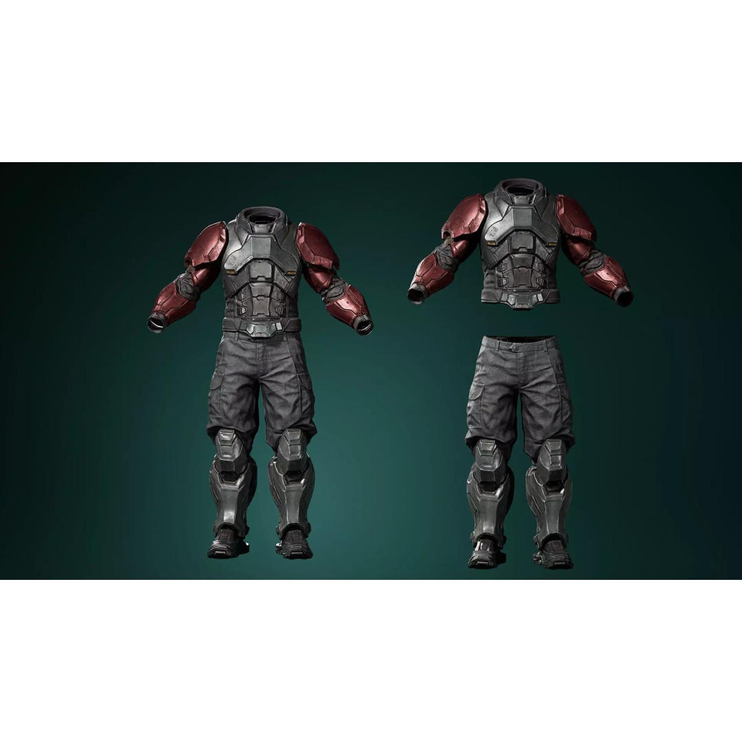 Sci-Fi Combat Armor 3D Model – Battle-Worn Tactical Outfit, FBX - View 2