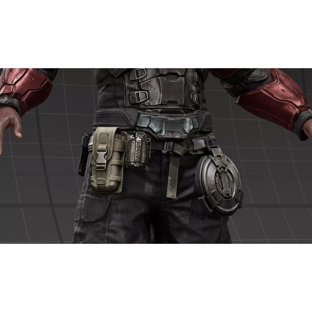 Sci-Fi Combat Armor 3D Model – Battle-Worn Tactical Outfit, FBX - View 6