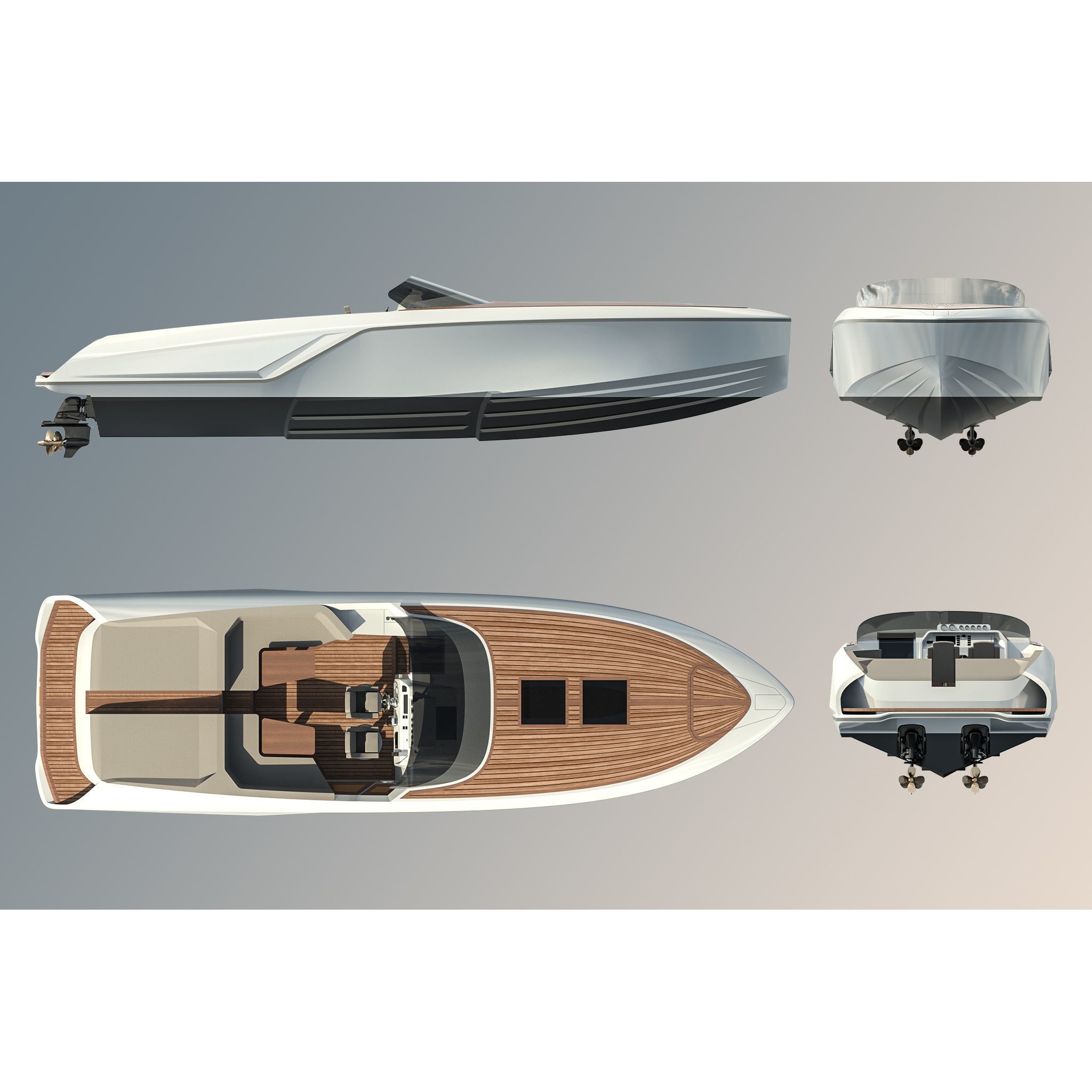 Frauscher 1212 Ghost Motor Yacht - Game-Ready 3D Model - View 5