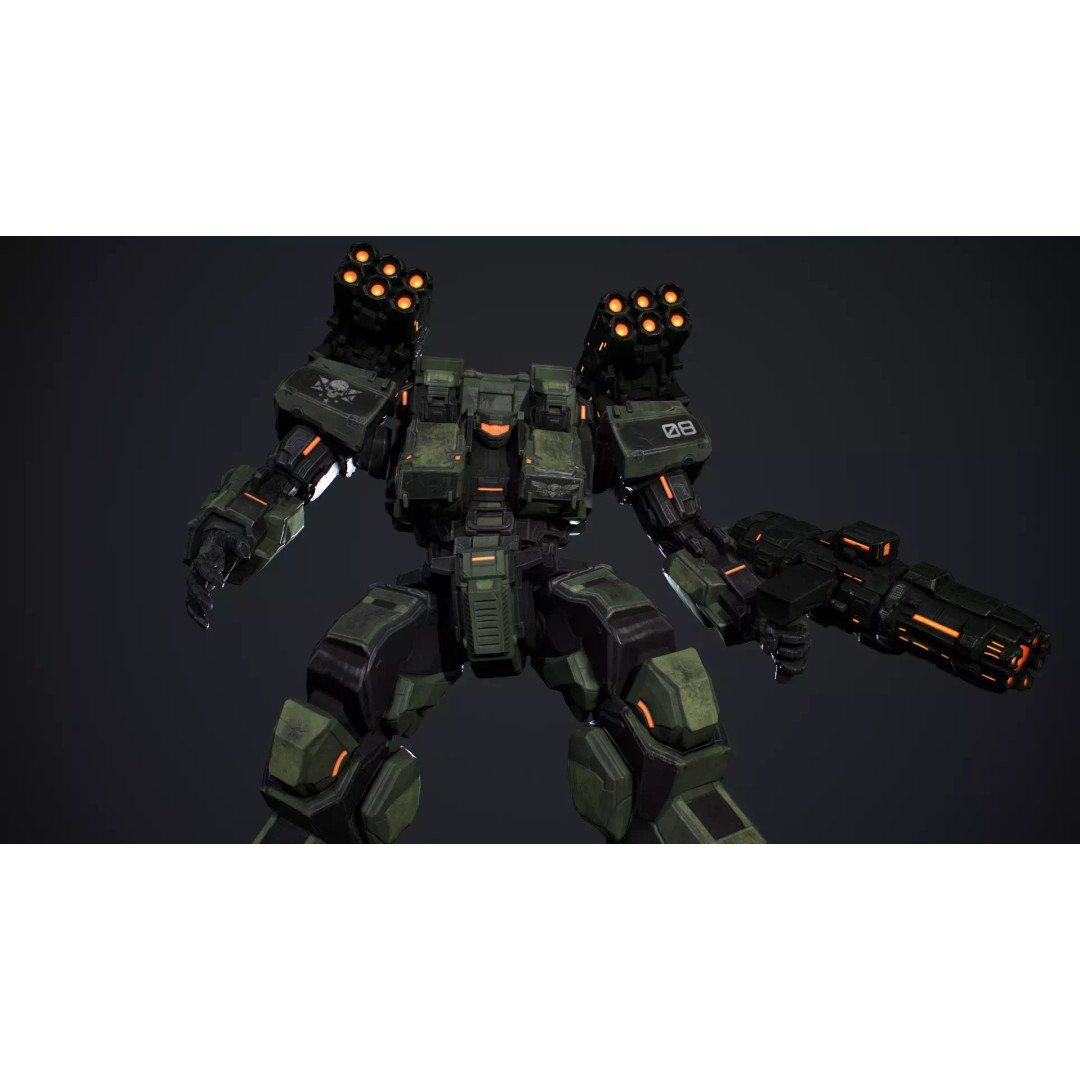 Heavy Mech 3D Model – Low Poly Game Ready Character, FBX - View 10