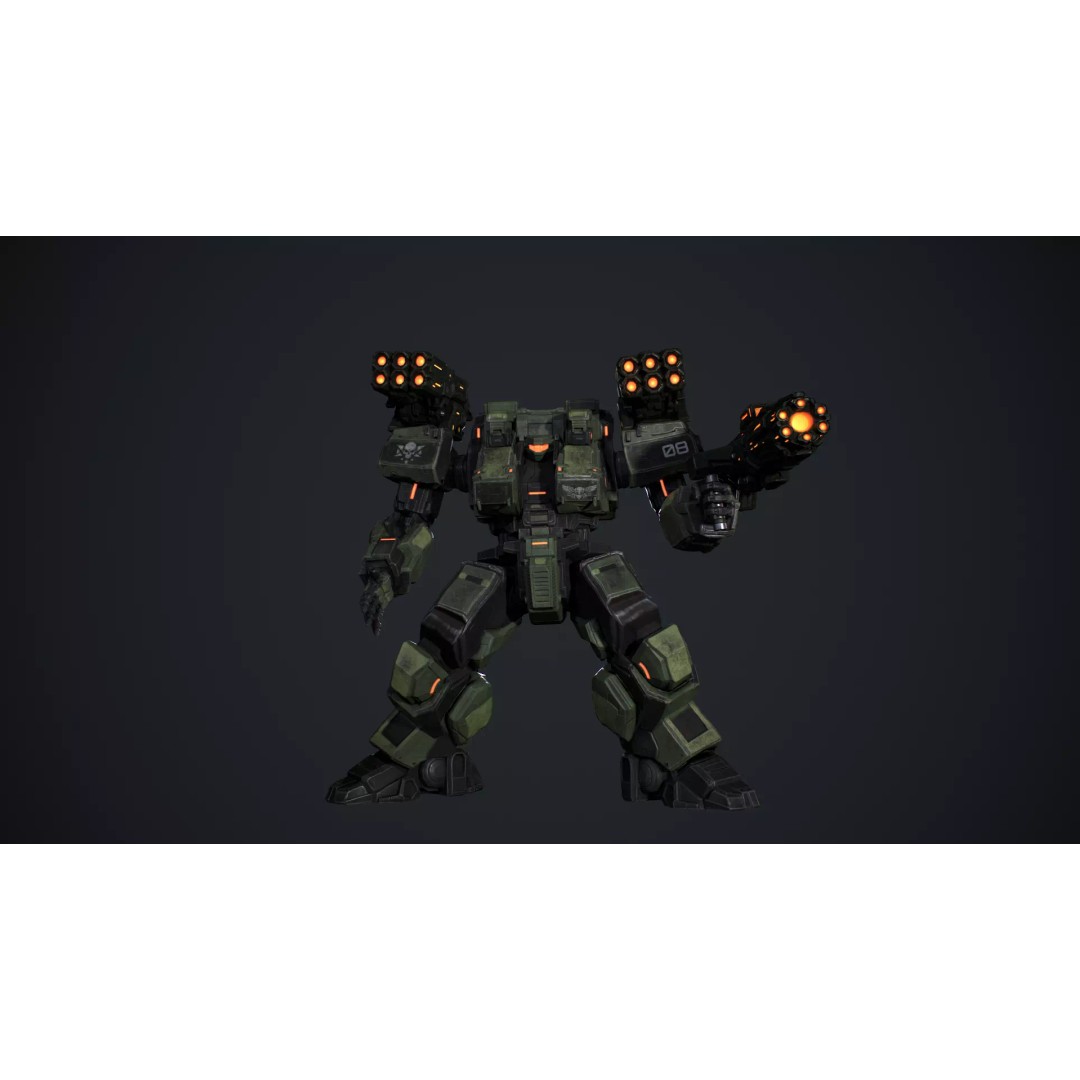 Heavy Mech 3D Model – Low Poly Game Ready Character, FBX - View 11