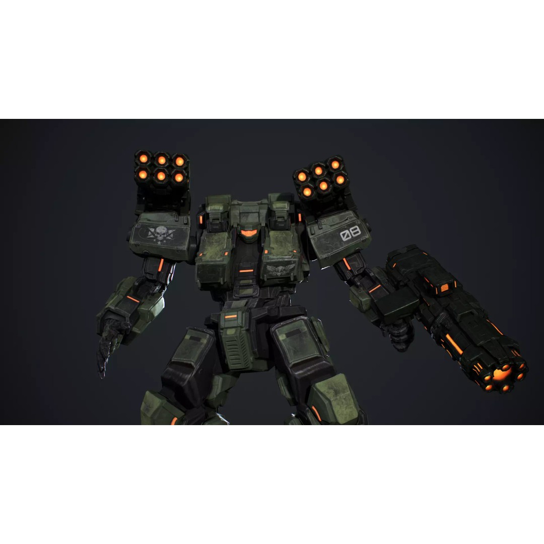 Heavy Mech 3D Model – Low Poly Game Ready Character, FBX - View 12