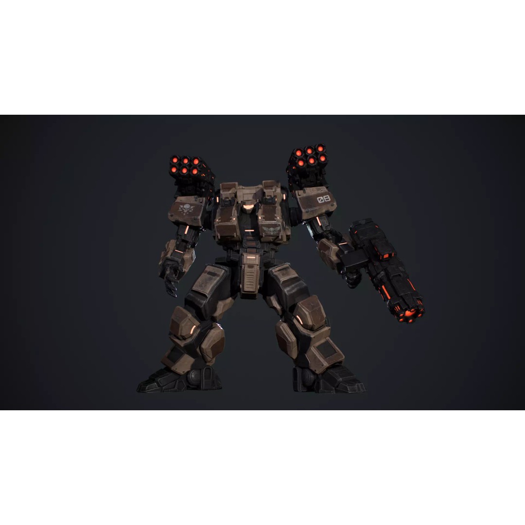 Heavy Mech 3D Model – Low Poly Game Ready Character, FBX - View 13