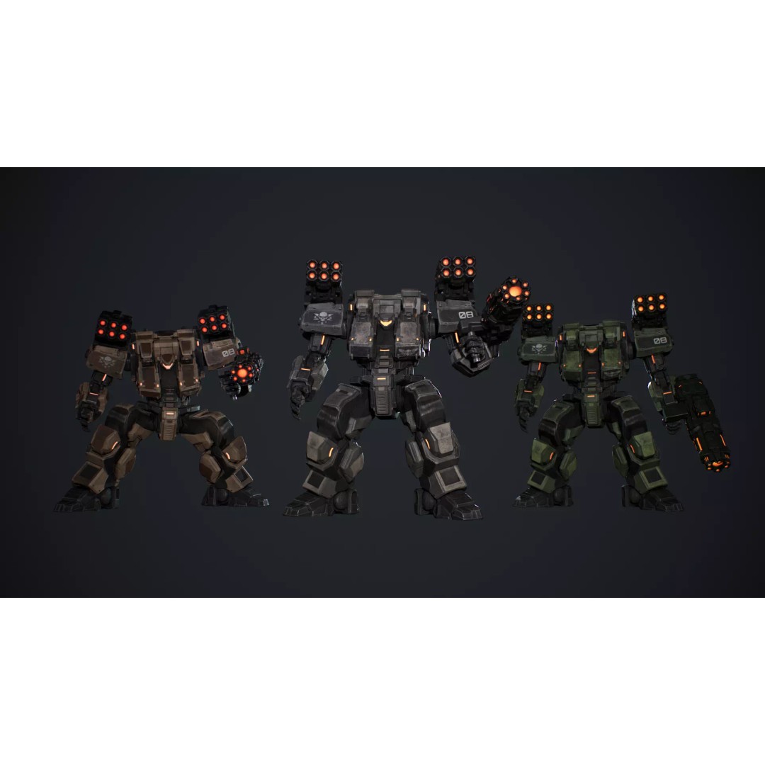 Heavy Mech 3D Model – Low Poly Game Ready Character, FBX - View 4