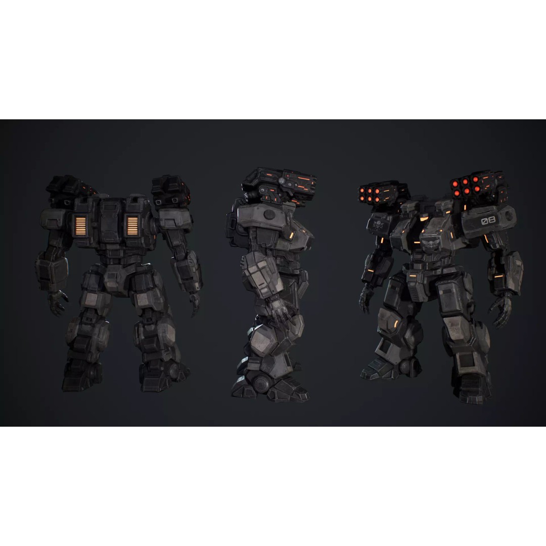 Heavy Mech 3D Model – Low Poly Game Ready Character, FBX - View 5