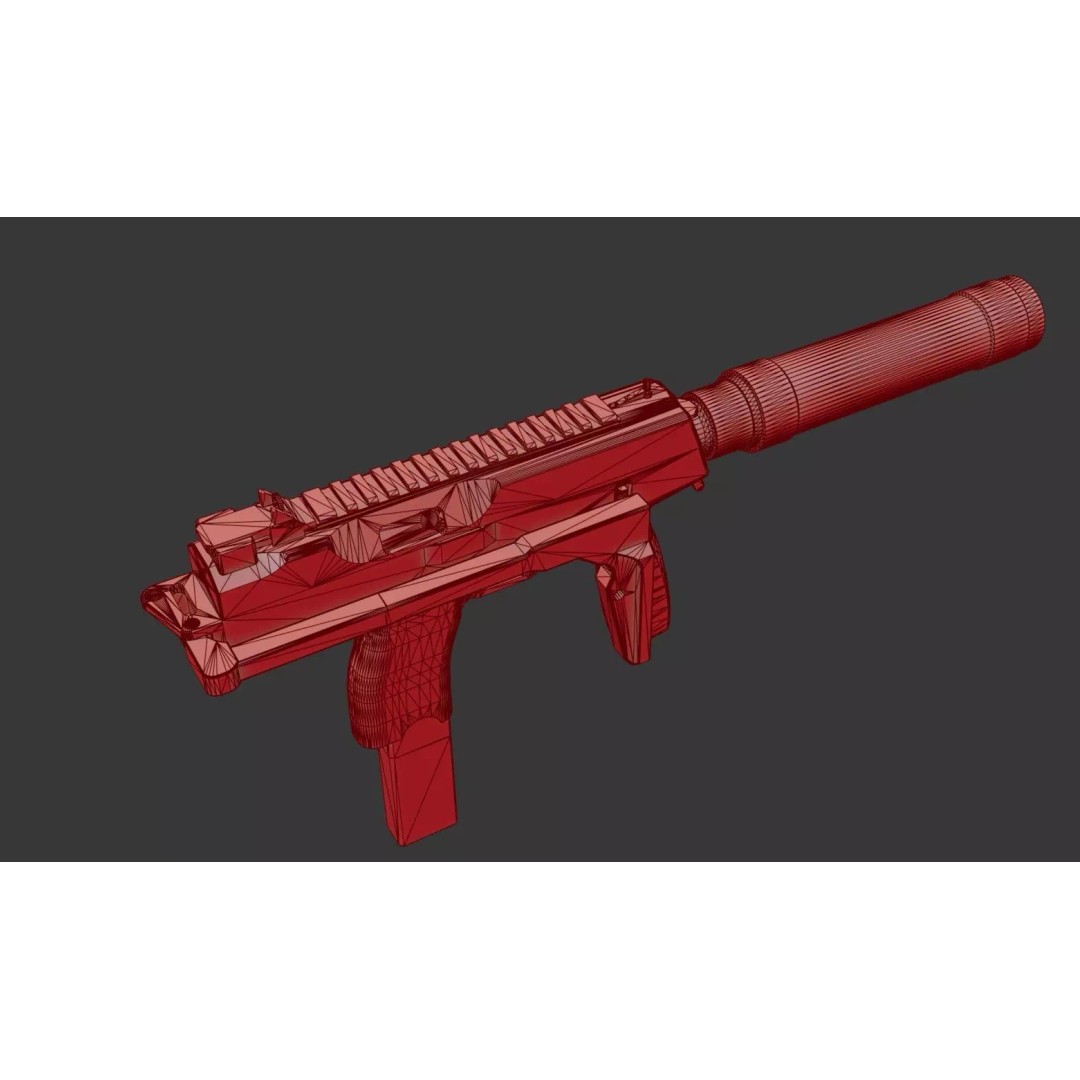 Thomet MP9 3D Model – Low Poly Submachine Gun, PBR Textures