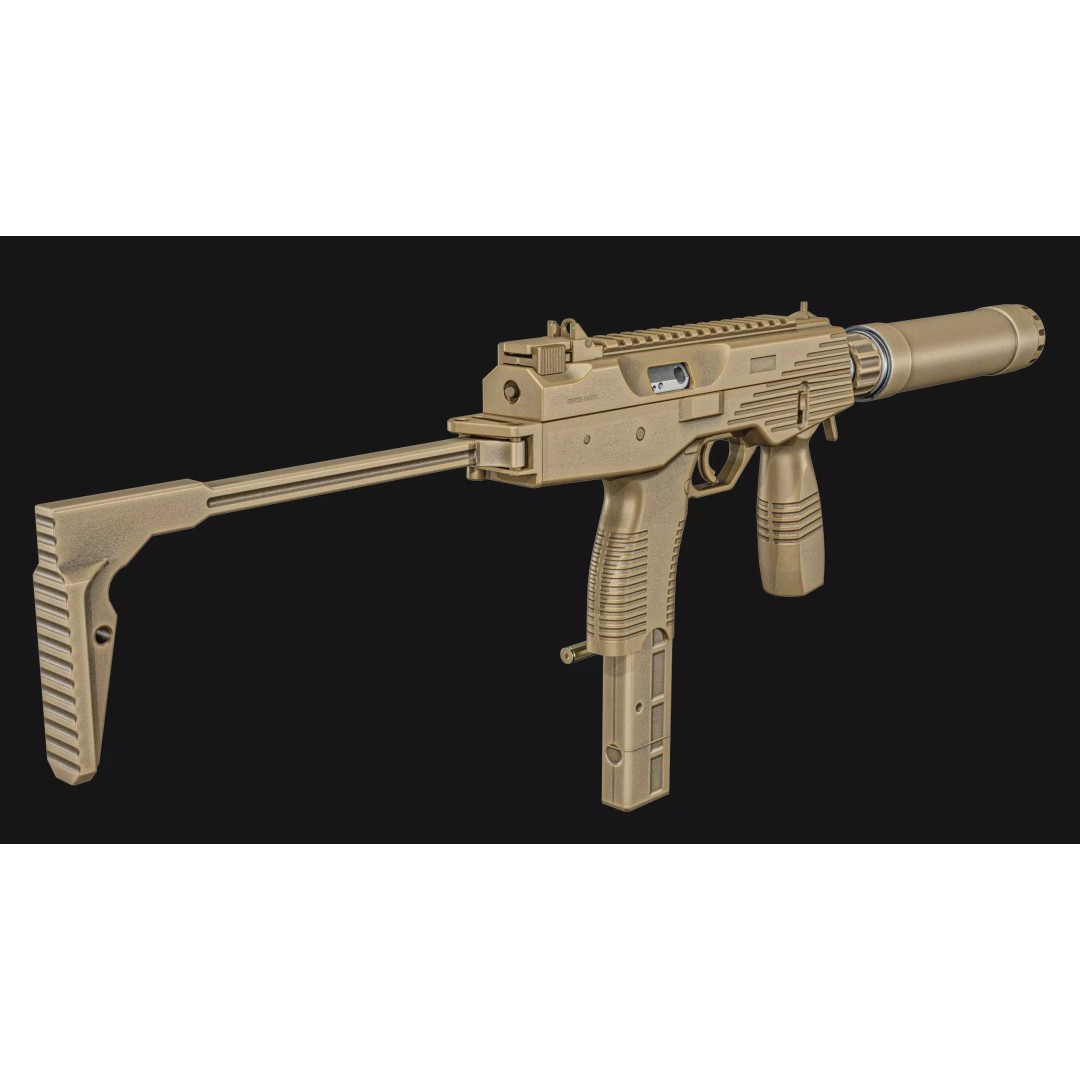 Thomet MP9 3D Model – Low Poly Submachine Gun, PBR Textures - View 16