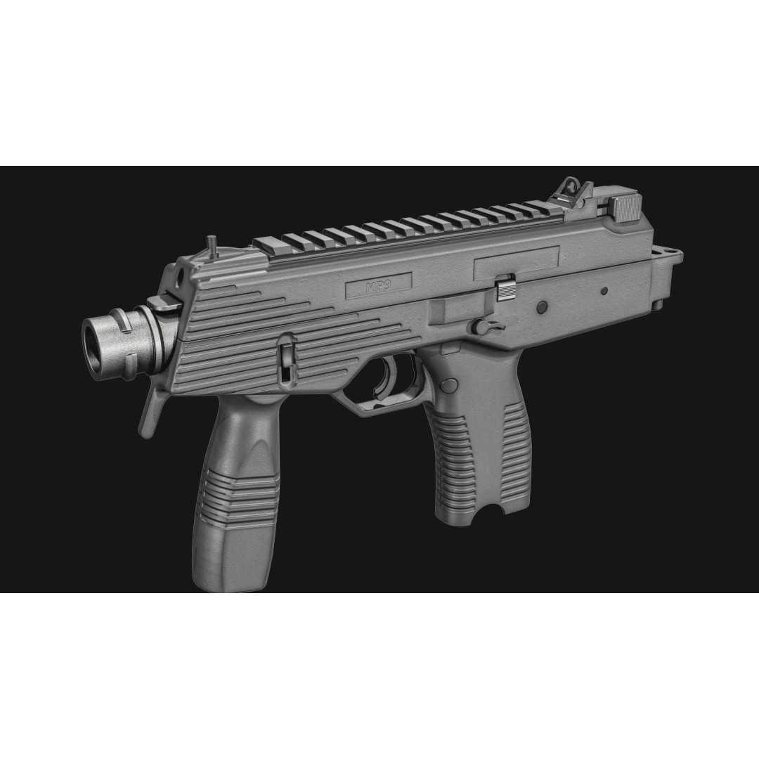 Thomet MP9 3D Model – Low Poly Submachine Gun, PBR Textures - View 17