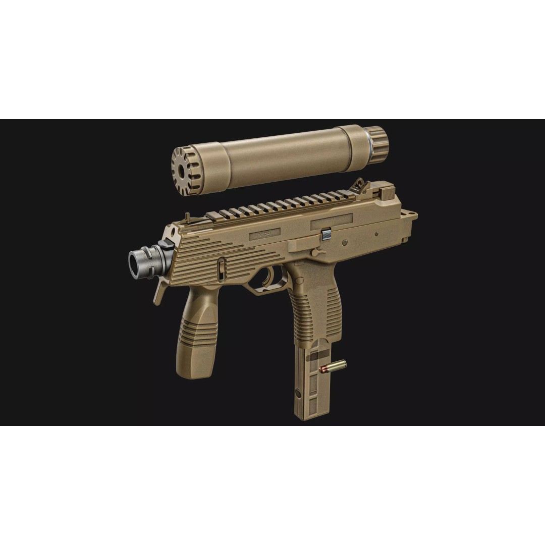 Thomet MP9 3D Model – Low Poly Submachine Gun, PBR Textures - View 21