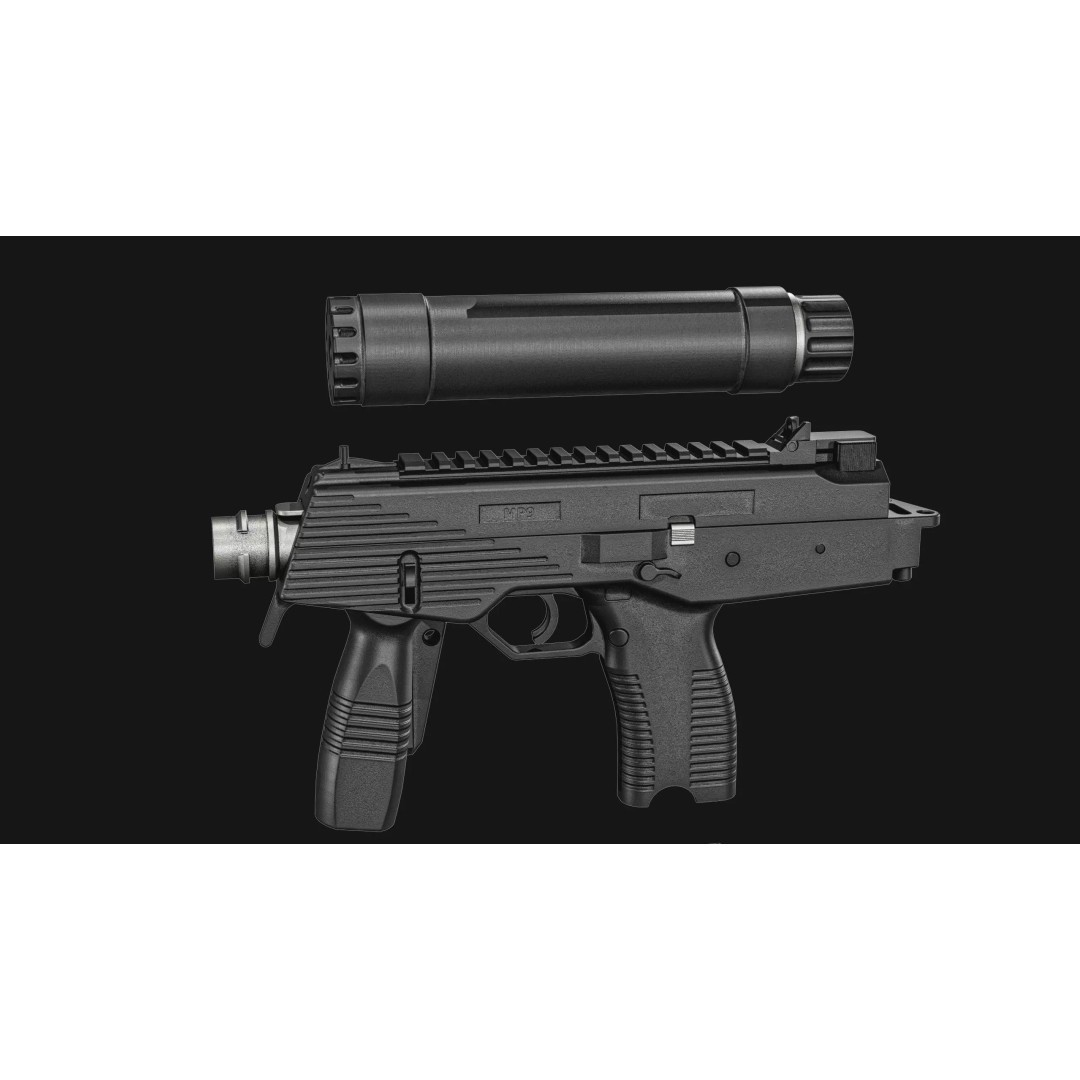 Thomet MP9 3D Model – Low Poly Submachine Gun, PBR Textures - View 32