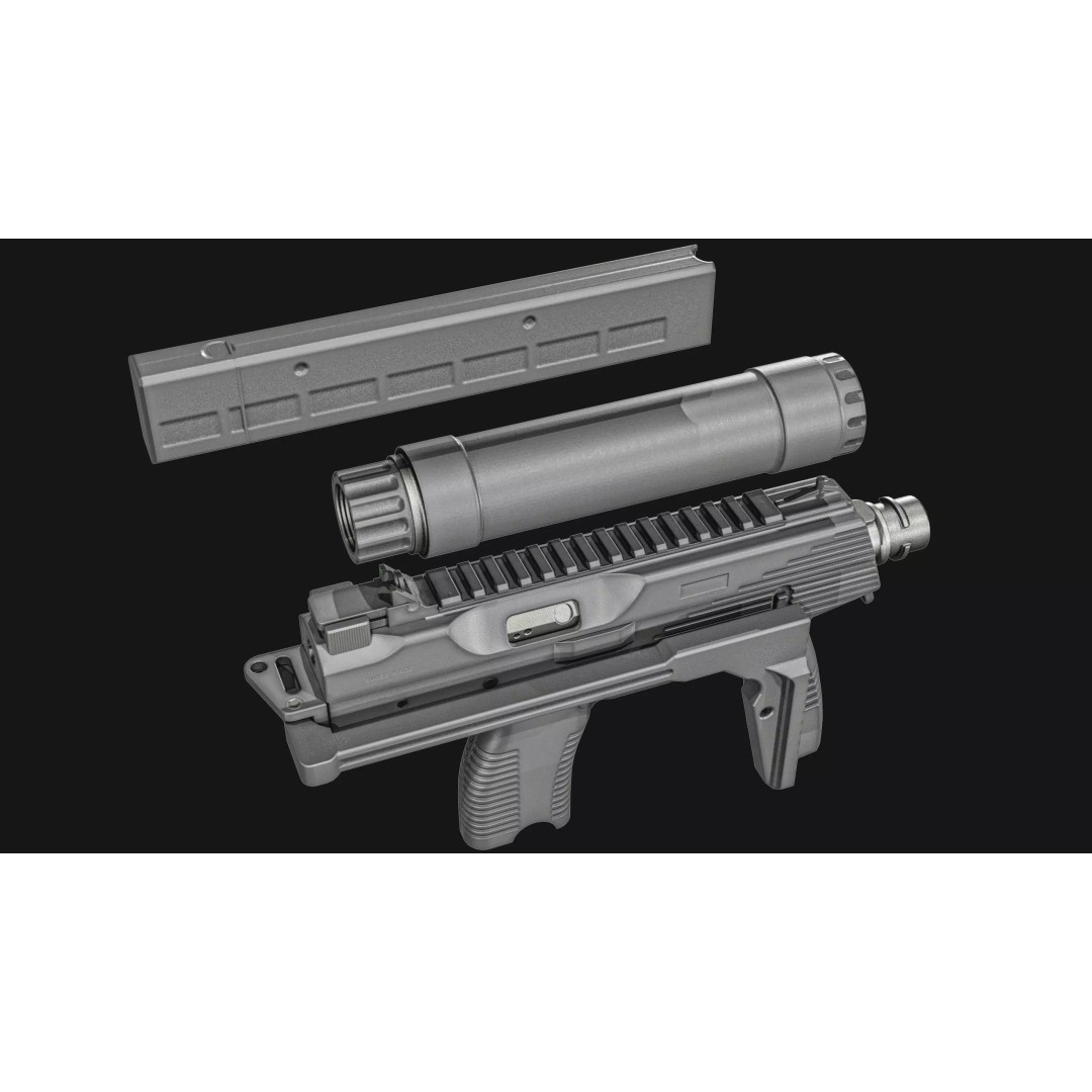 Thomet MP9 3D Model – Low Poly Submachine Gun, PBR Textures - View 33