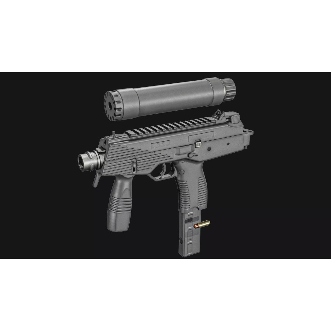 Thomet MP9 3D Model – Low Poly Submachine Gun, PBR Textures - View 34