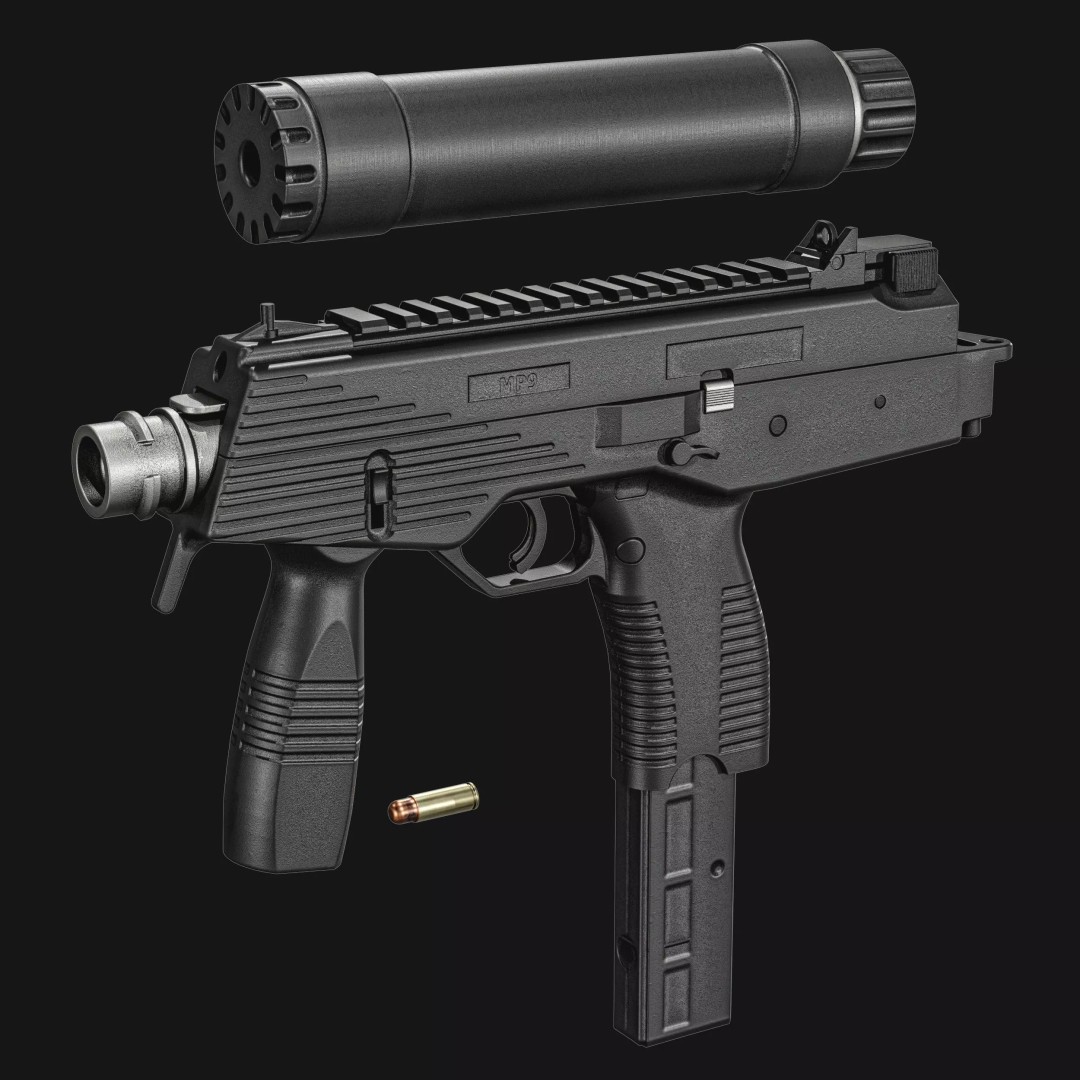 Thomet MP9 3D Model – Low Poly Submachine Gun, PBR Textures - View 36
