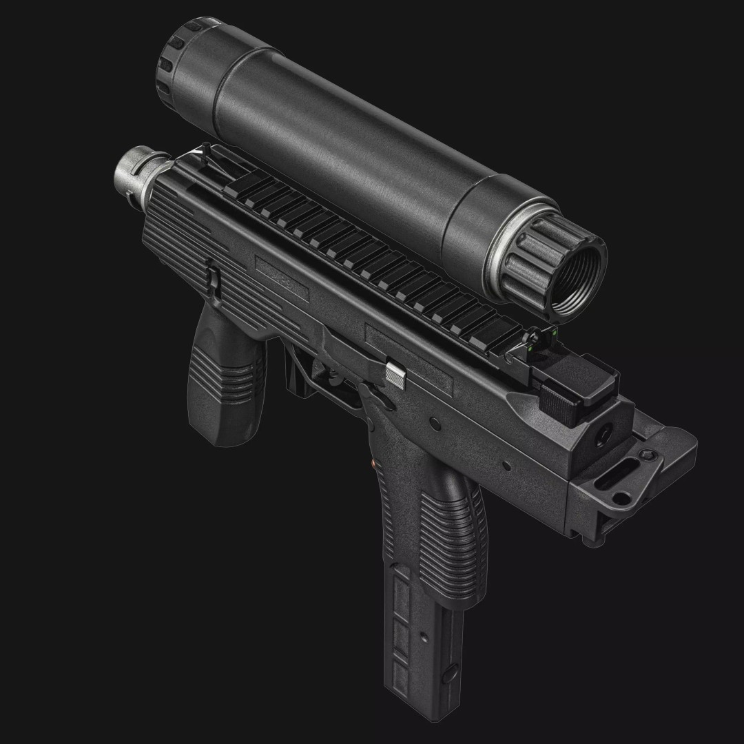 Thomet MP9 3D Model – Low Poly Submachine Gun, PBR Textures - View 37