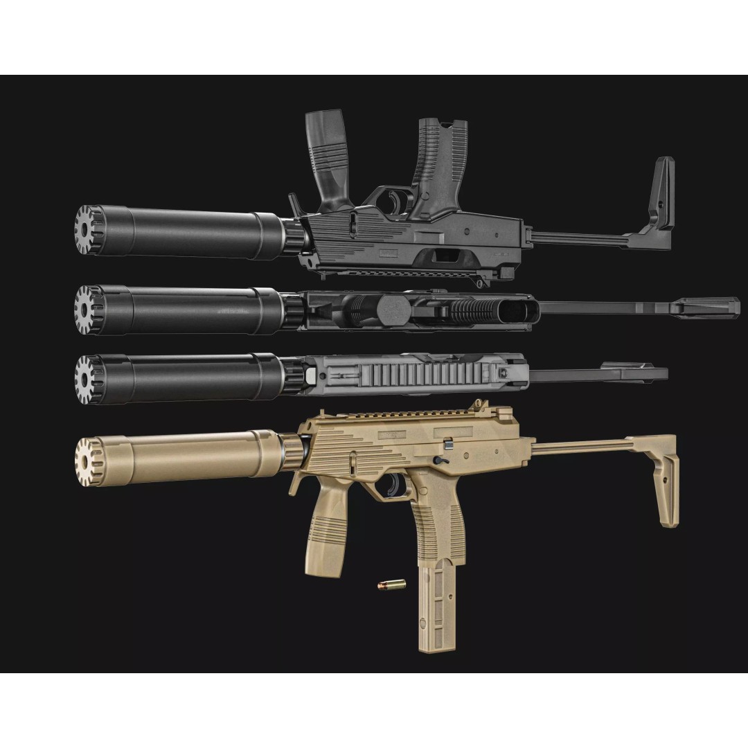 Thomet MP9 3D Model – Low Poly Submachine Gun, PBR Textures - View 46