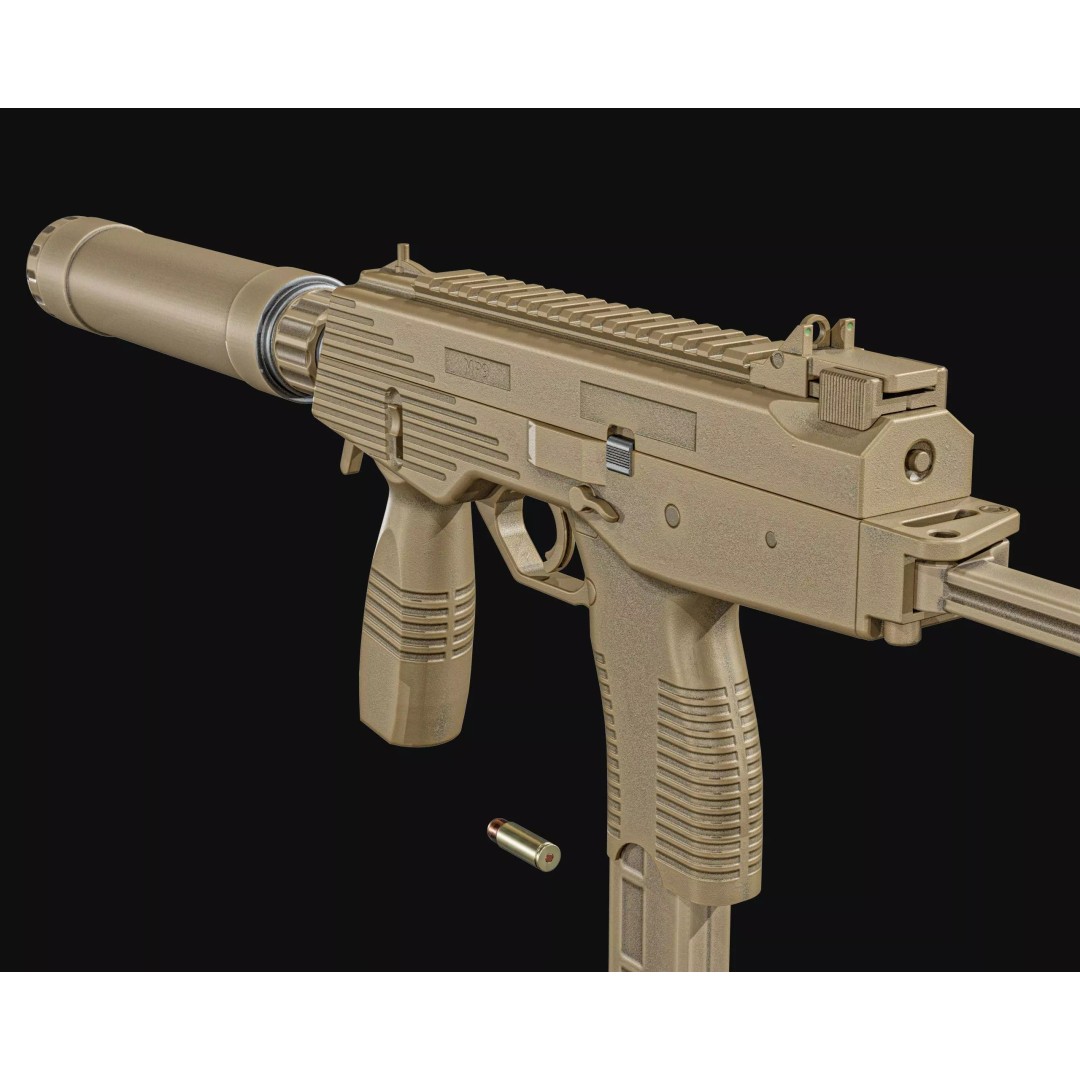 Thomet MP9 3D Model – Low Poly Submachine Gun, PBR Textures - View 49